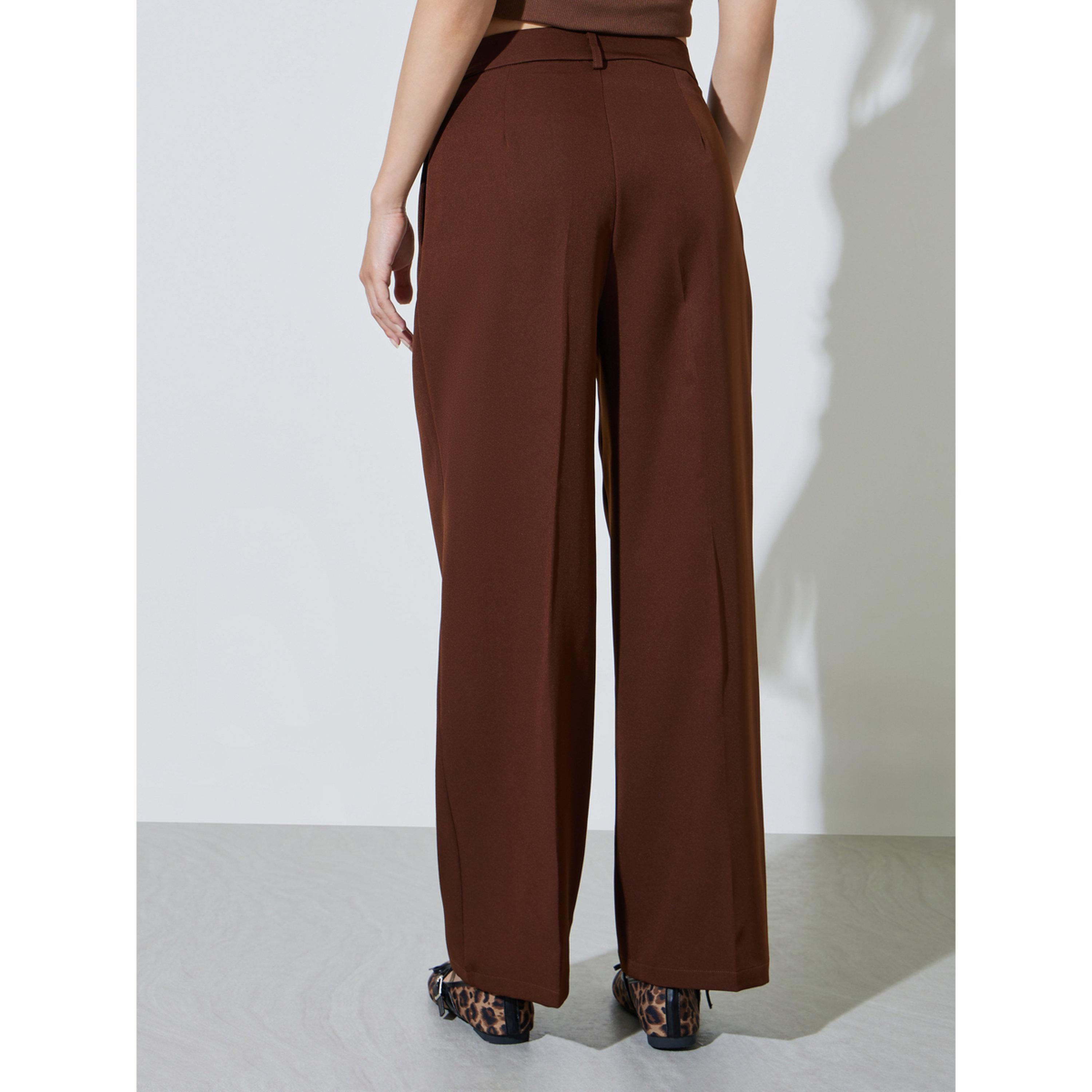 Take Two Coffee Brown Wide-Leg Trousers-women-clothing-trousers-image-4