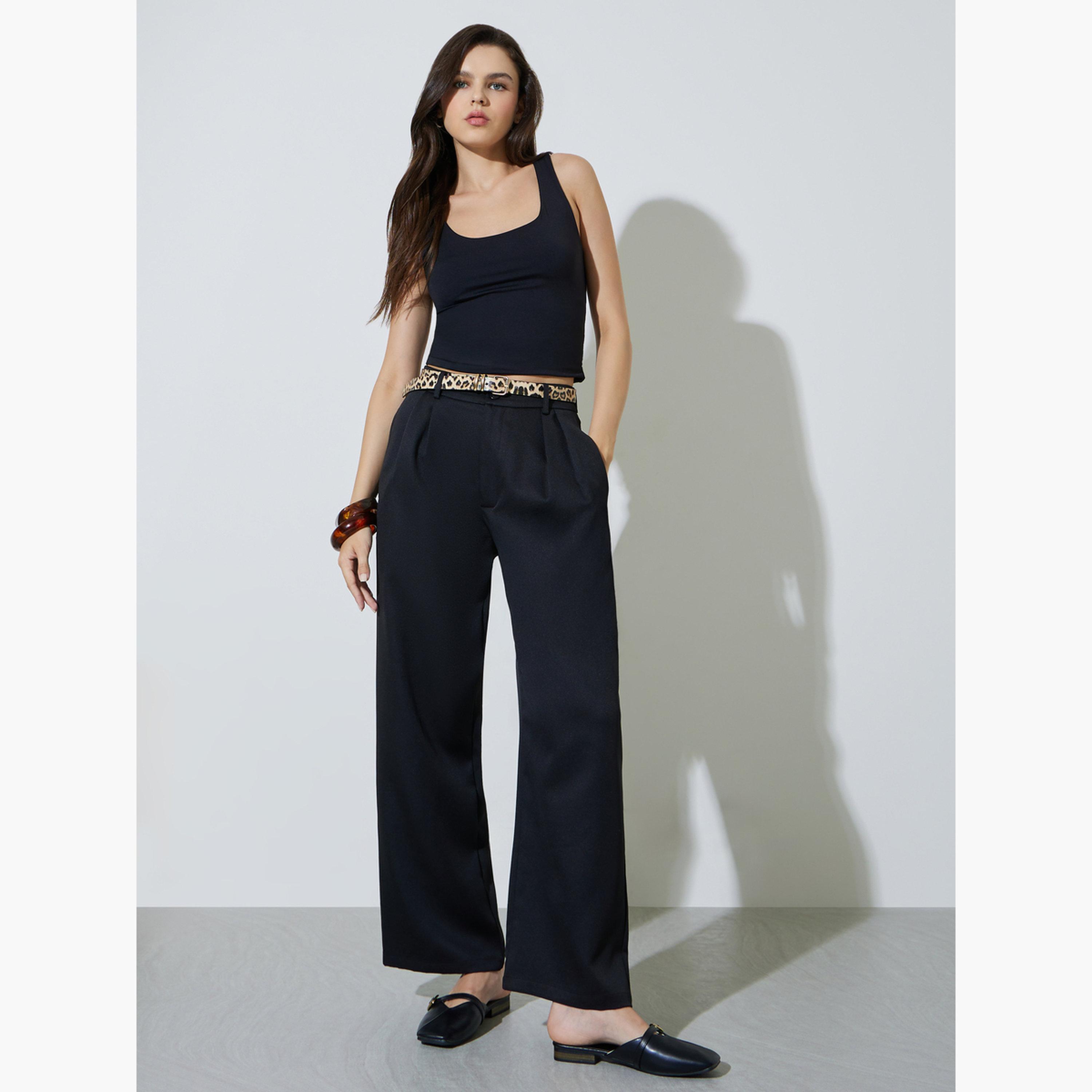 Take Two Black Wide Leg Fold Pleat Pants-women-clothing-bottoms-joggers-image-2