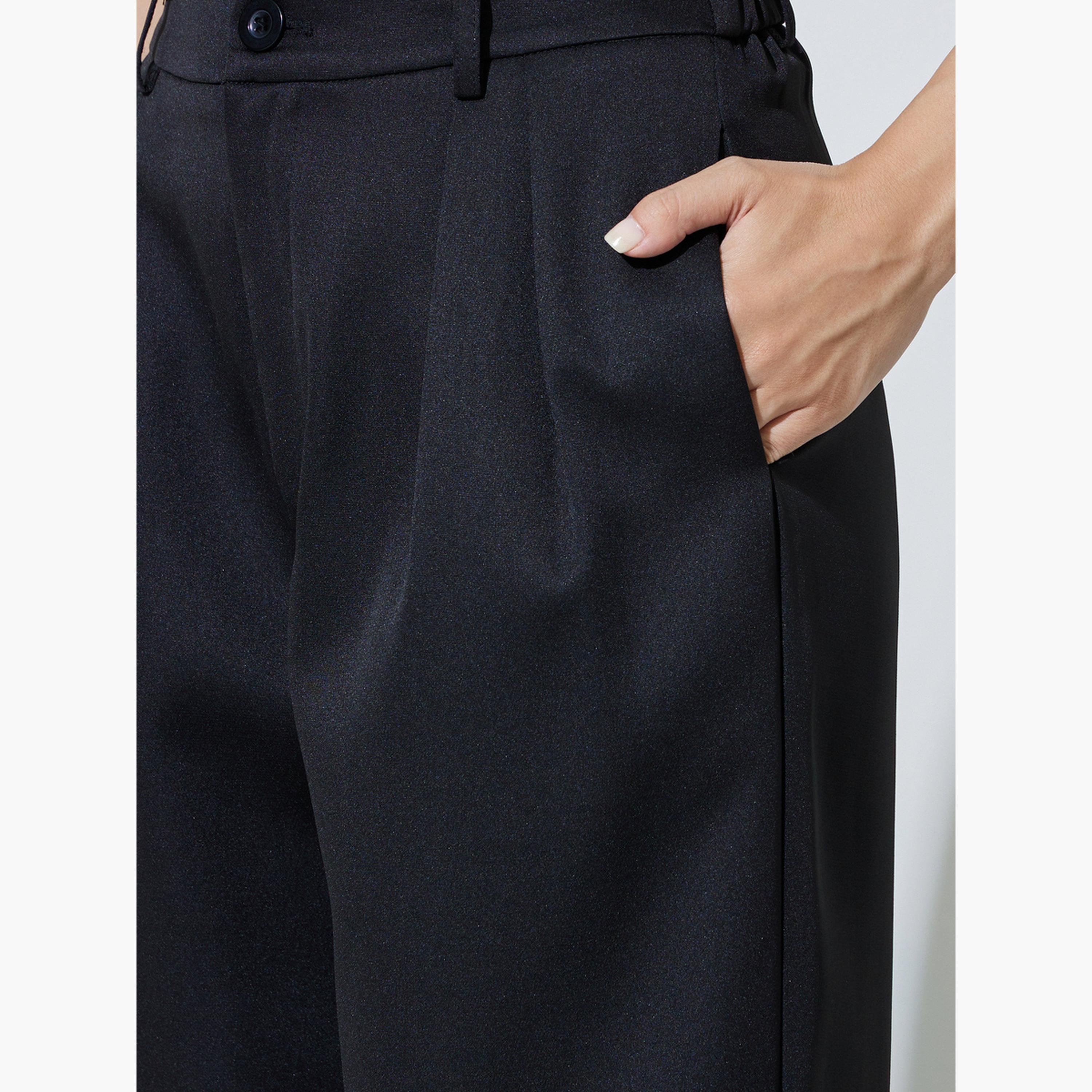 Take Two Black Wide Leg Fold Pleat Pants-women-clothing-bottoms-joggers-image-3