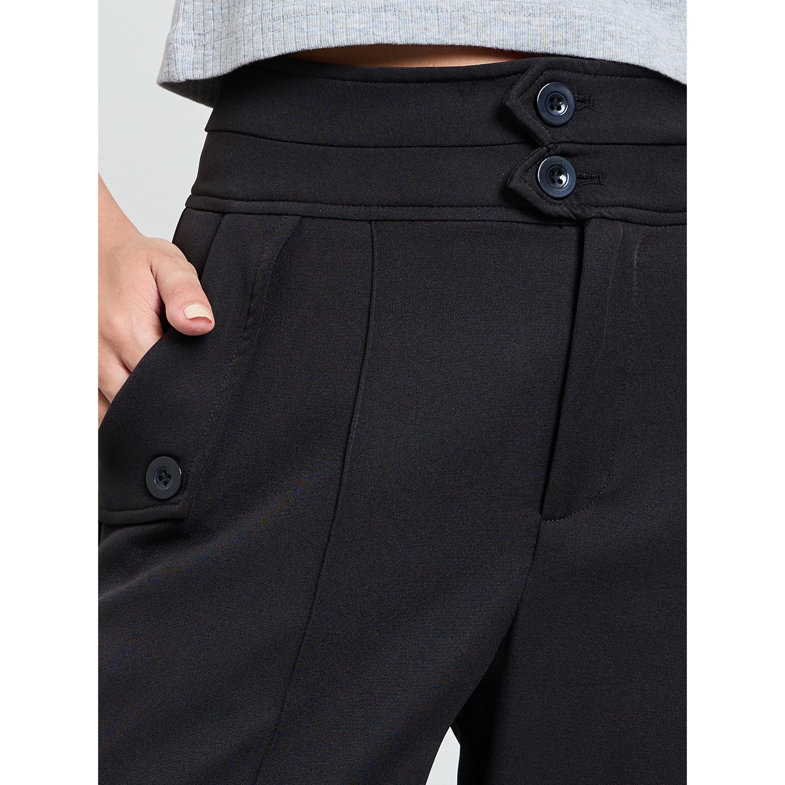 Take Two Black Solid High Waist Wide Leg Trousers-women-clothing-trousers-image-3