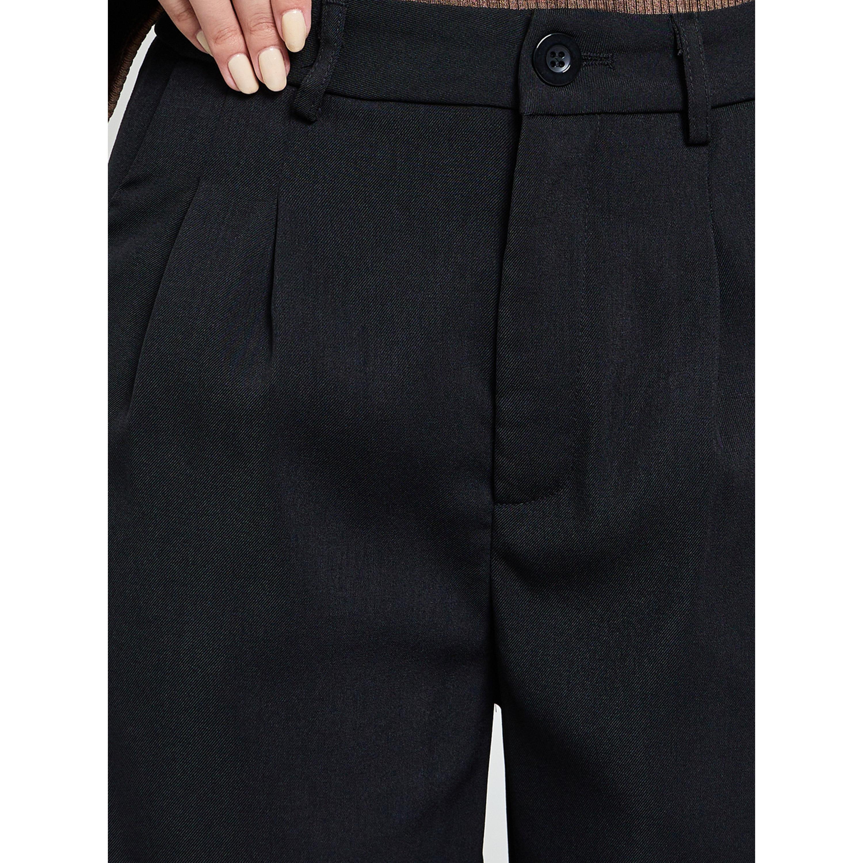 Take Two Black Solid Pleated Details Wide Leg Trousers-women-clothing-trousers-image-3
