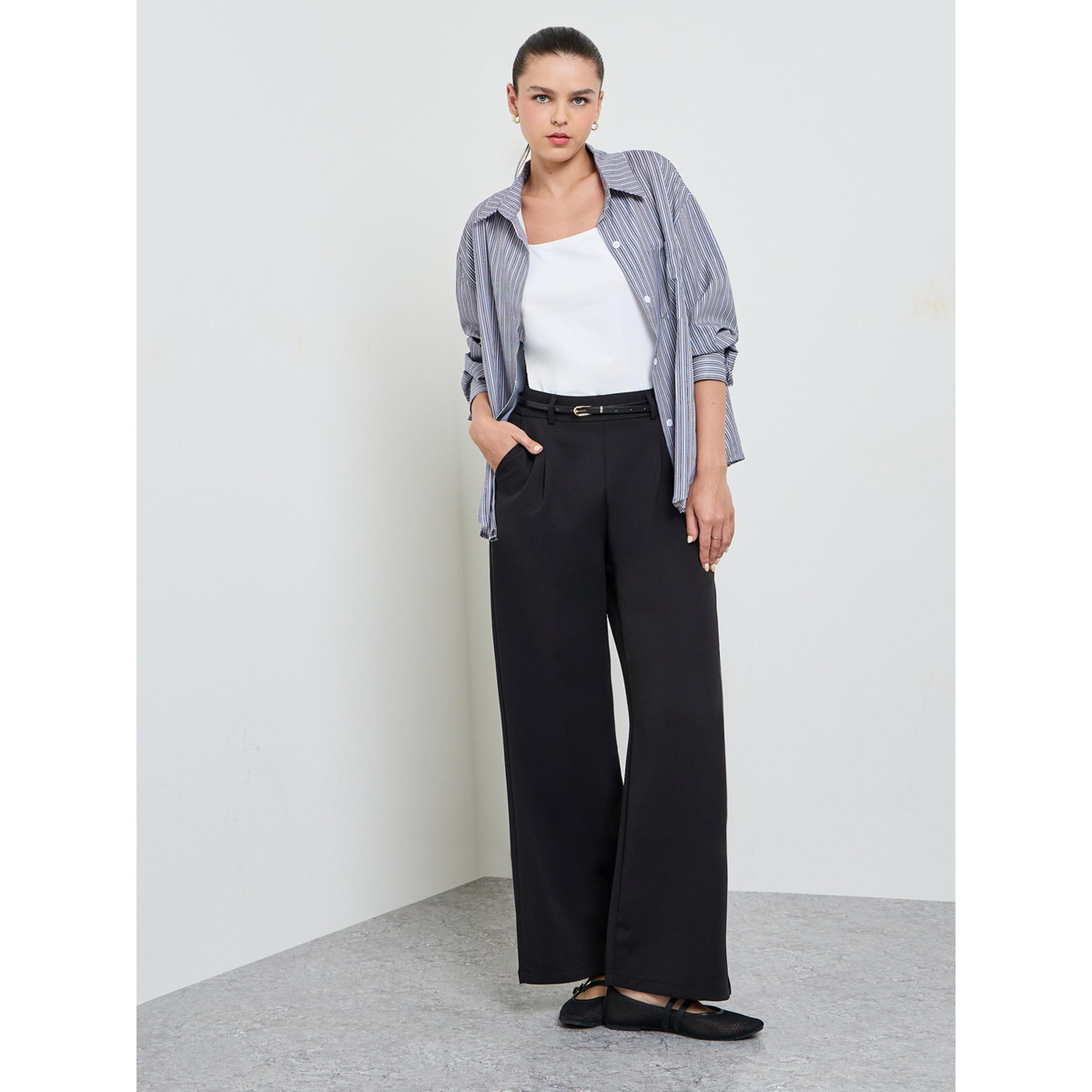 Take Two Black Solid Wide Leg Trousers-women-clothing-trousers-image-2