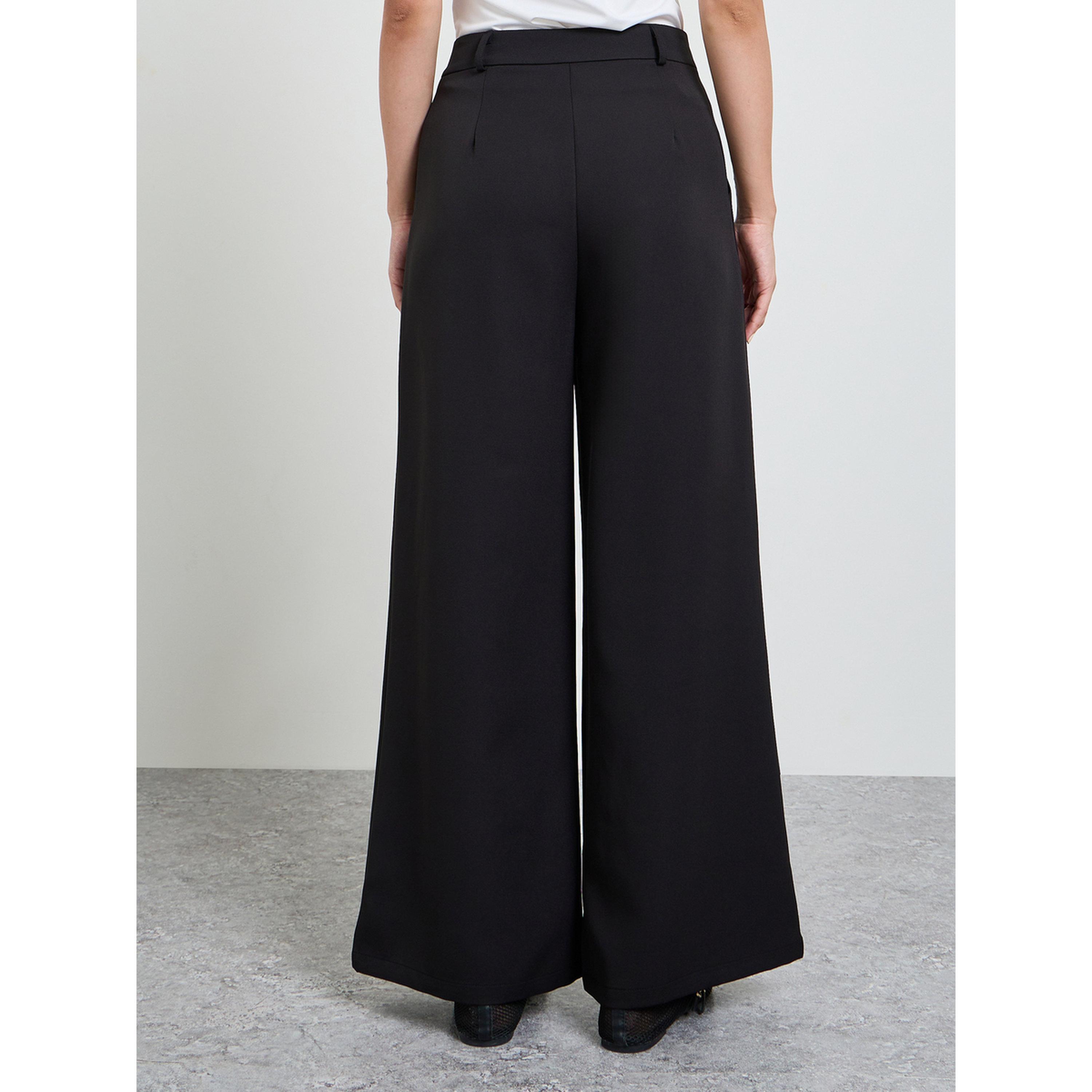 Take Two Black Solid Wide Leg Trousers-women-clothing-trousers-image-4