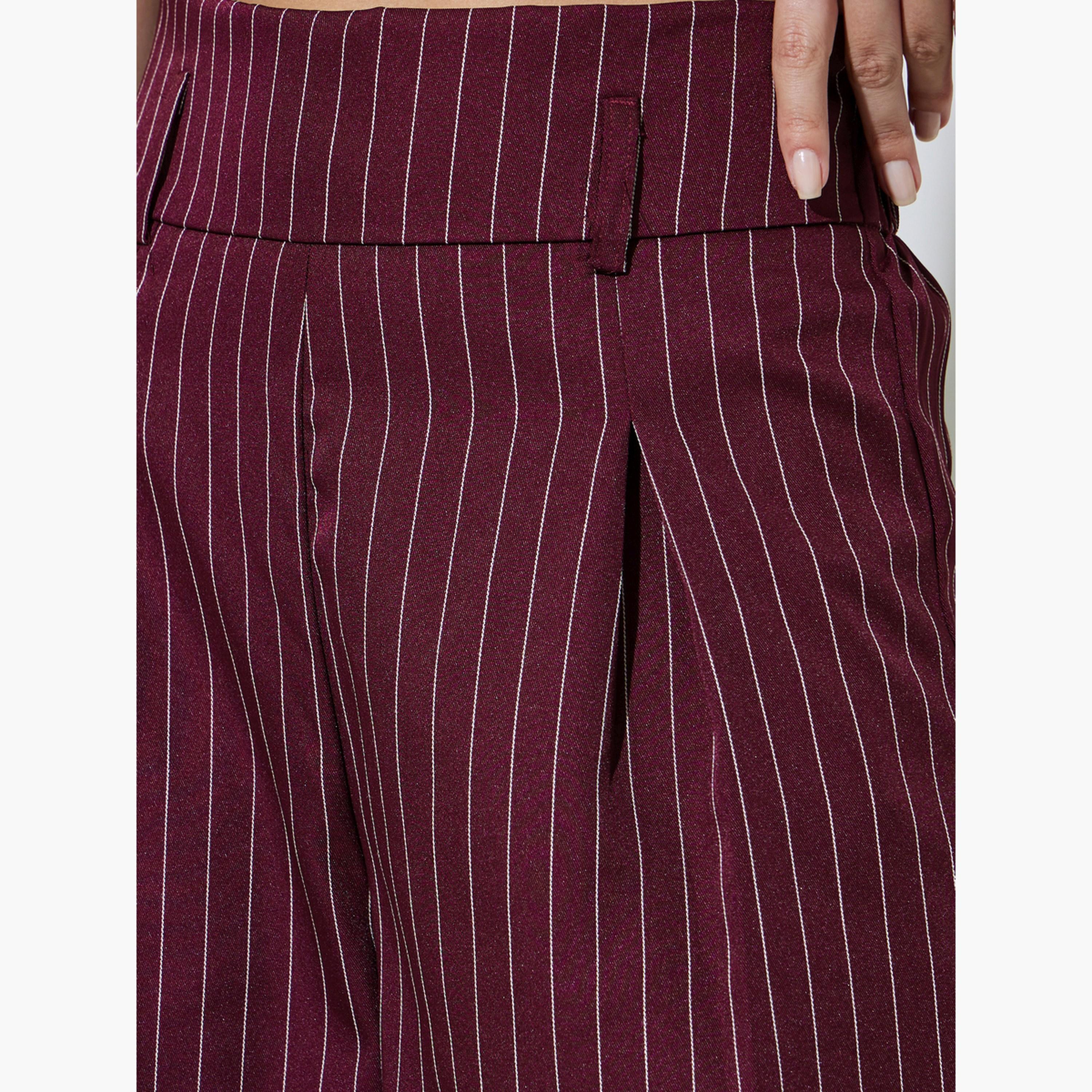 Take Two Burgundy Striped Wide Waistband Trouser-women-clothing-bottoms-joggers-image-3