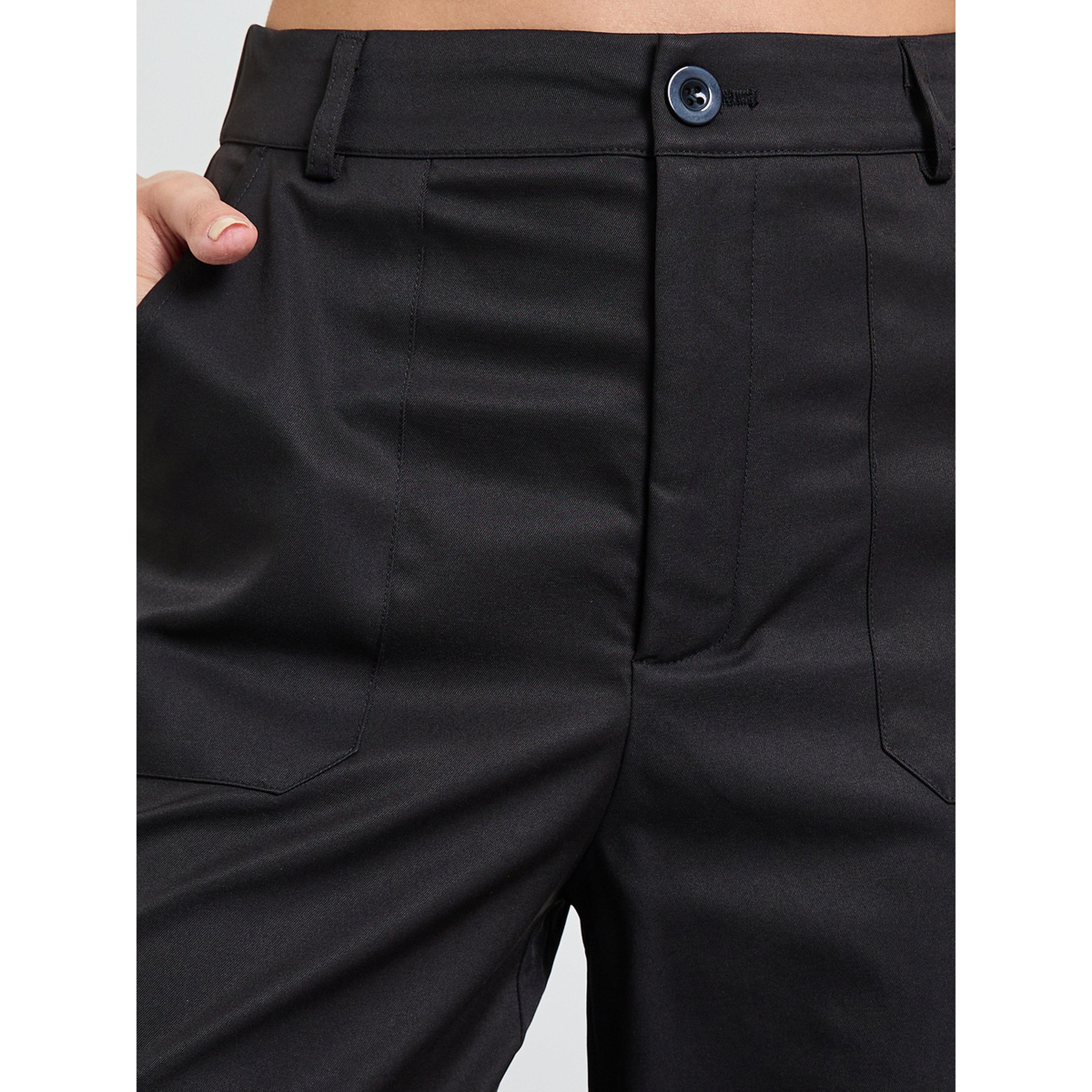 Take Two Black Solid High Rise Straight Pants-women-clothing-trousers-image-3