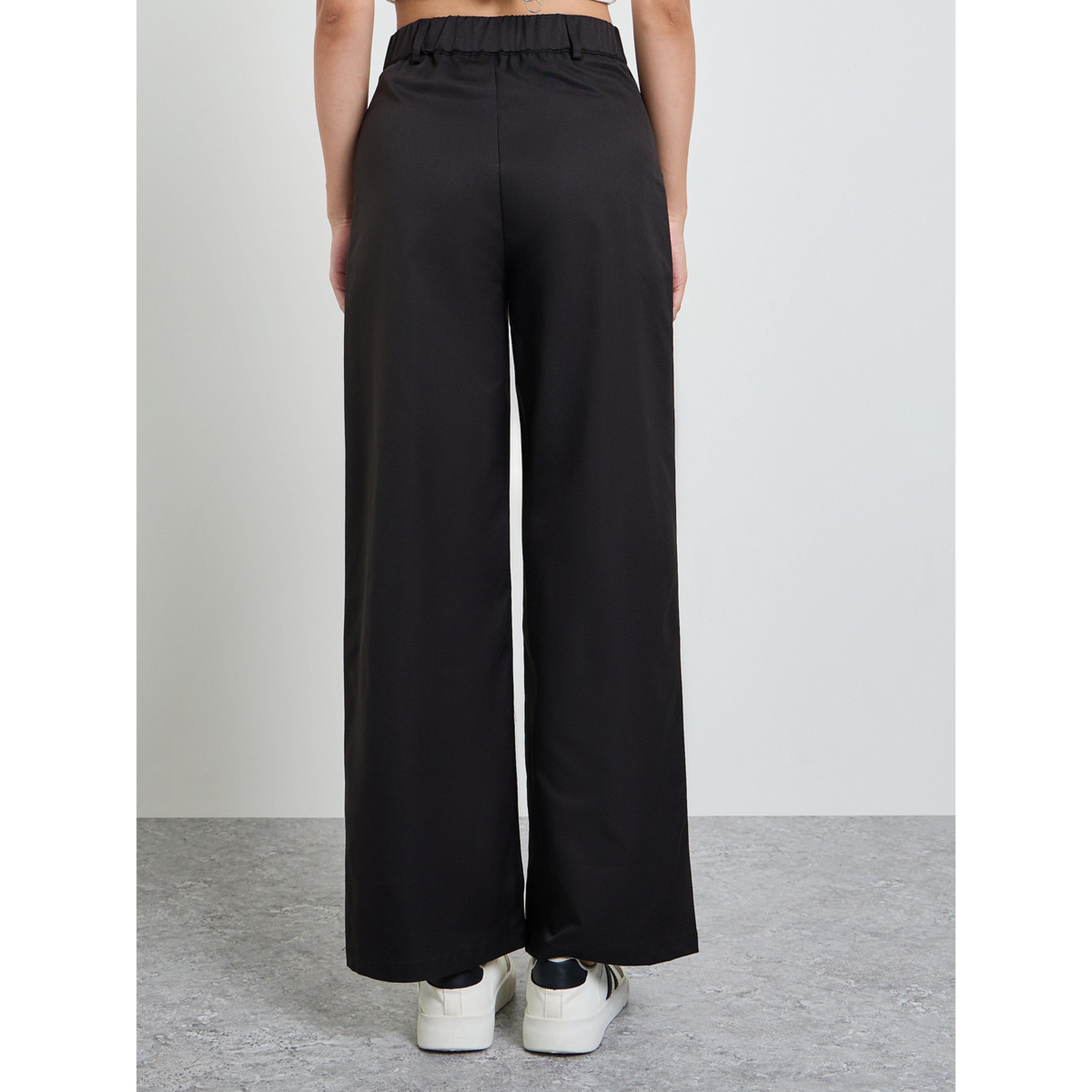 Take Two Black Solid High Rise Straight Pants-women-clothing-trousers-image-4