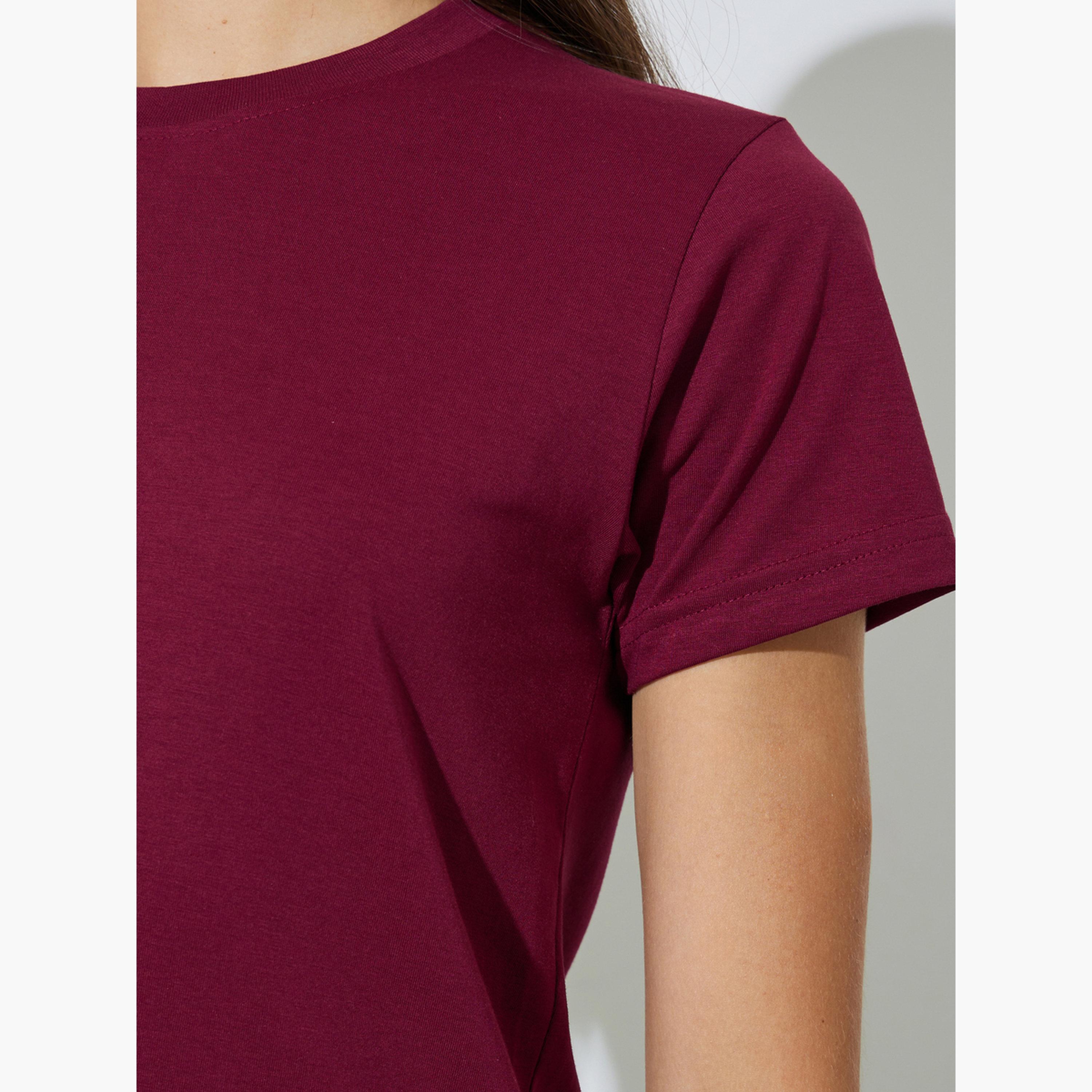 تيشيرت سادة بقصة عادية وياقة دائرية-women-clothing-tshirts-image-5