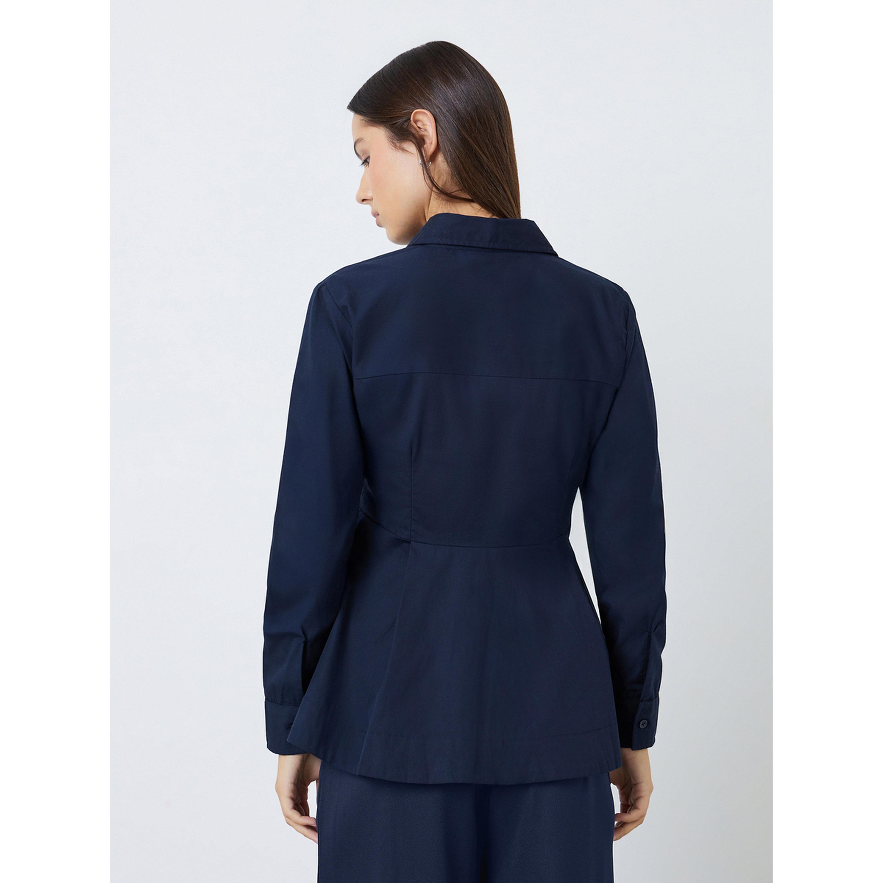 Styli Navy Blue Embroidered Floral Poplin Shirt-women-clothing-shirtsandblouses-shirts-image-3