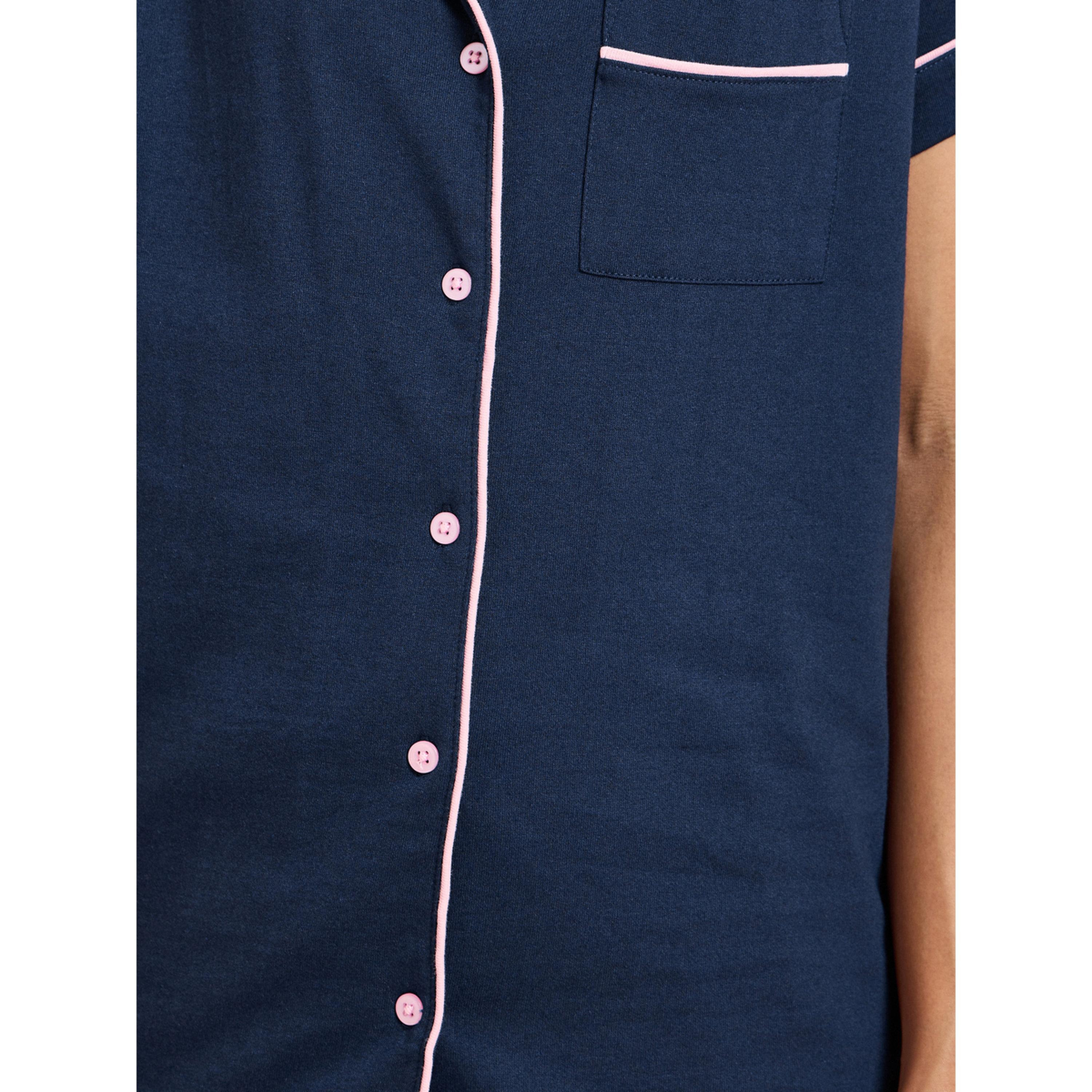 Styli Navy Blue Contrast Trims Short Sleeves Shirt and Wide leg pants Pyjama Set-women-clothing-nightwear-pyjamas-longsets-image-6