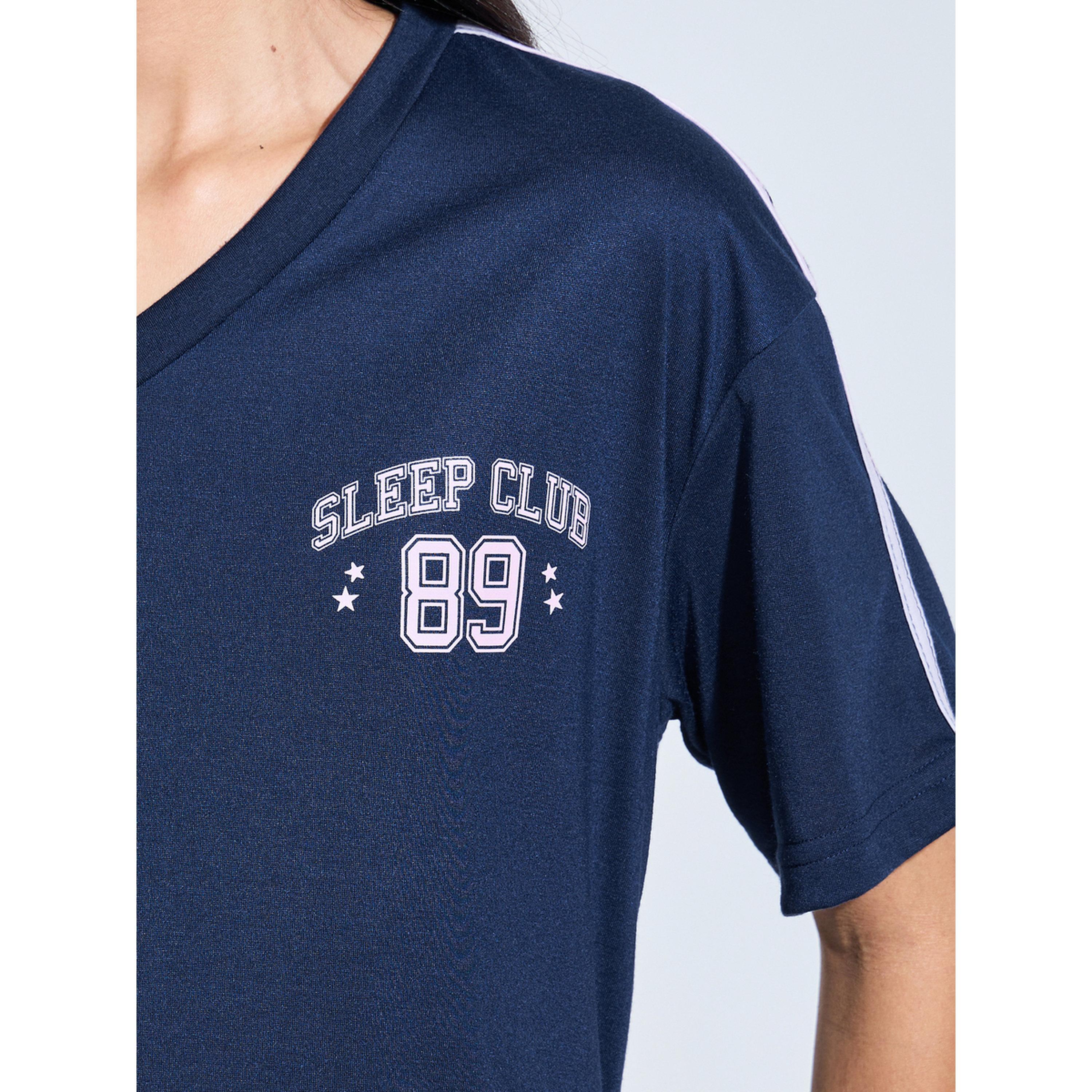 Styli Navy Blue Graphic Print T-Shirt and Wide leg Pants Pyjama Set-women-clothing-nightwear-pyjamas-longsets-image-5