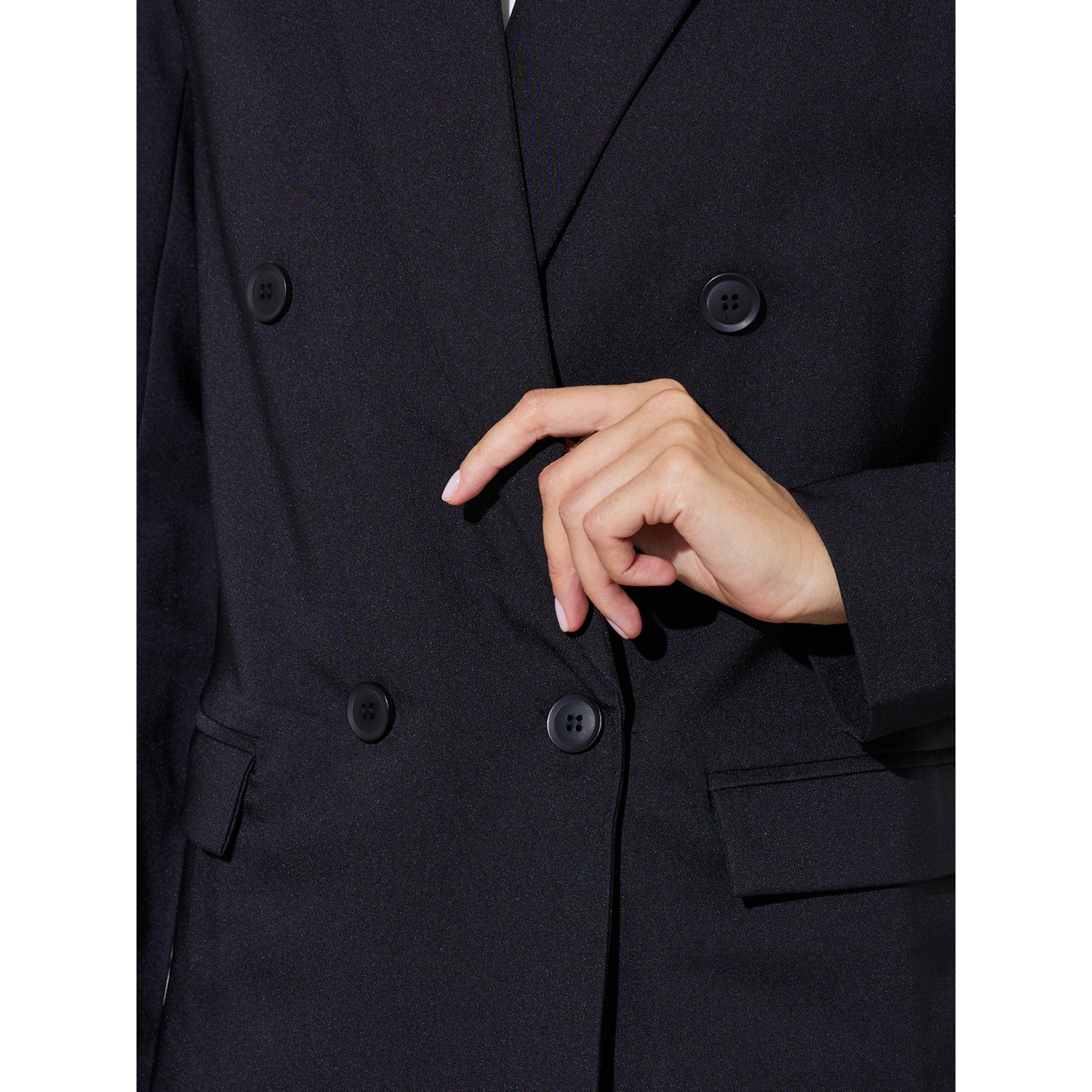 Styli Black Double-Breasted Regular Fit Blaze-women-clothing-coatsandjackets-blazers-image-6
