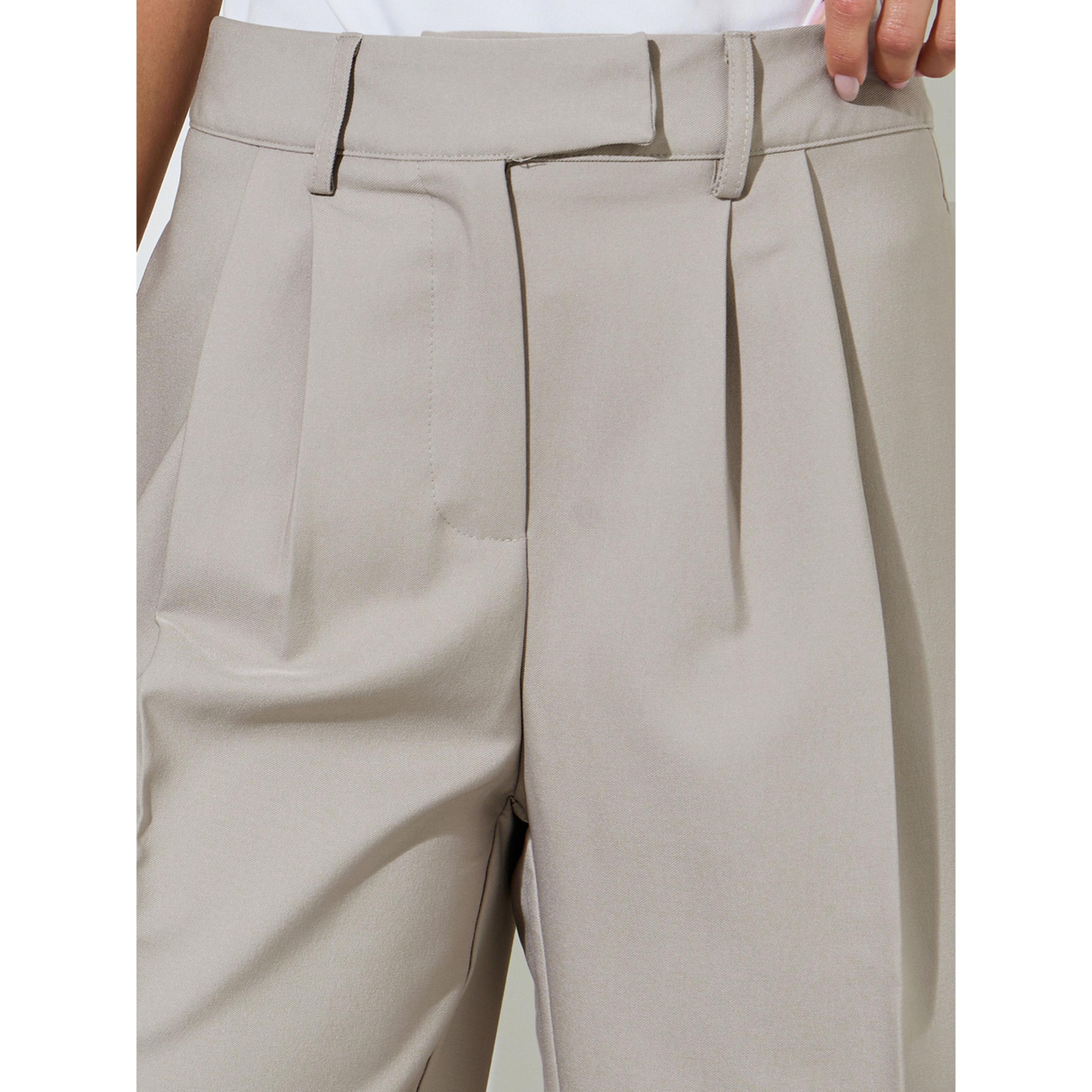 Styli Grey Solid Wide Leg Mid Rise Tailored Pants-women-clothing-trousers-image-3