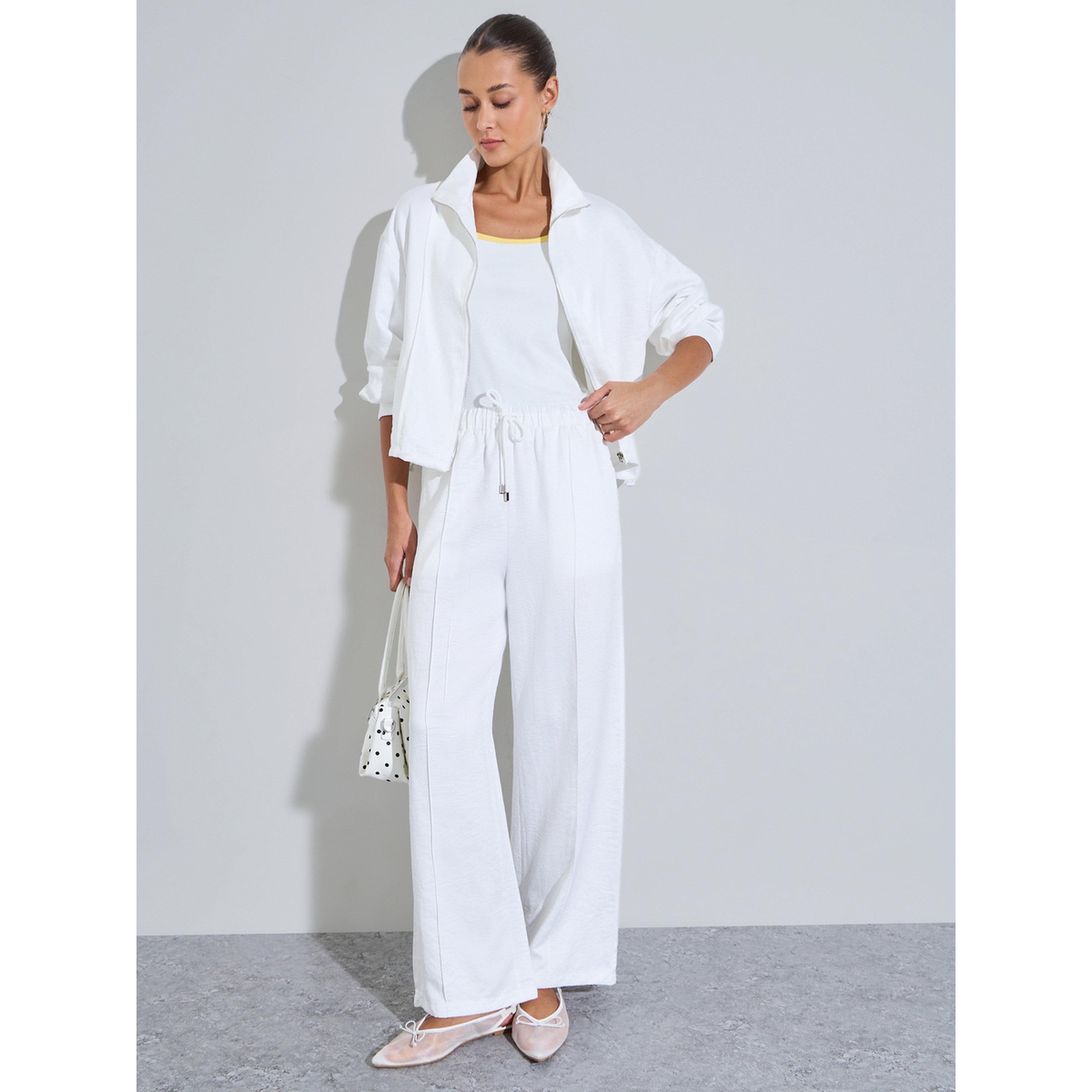 Styli Women's Off-White Wide Leg Lounge Trousers-women-clothing-joggers-image-2