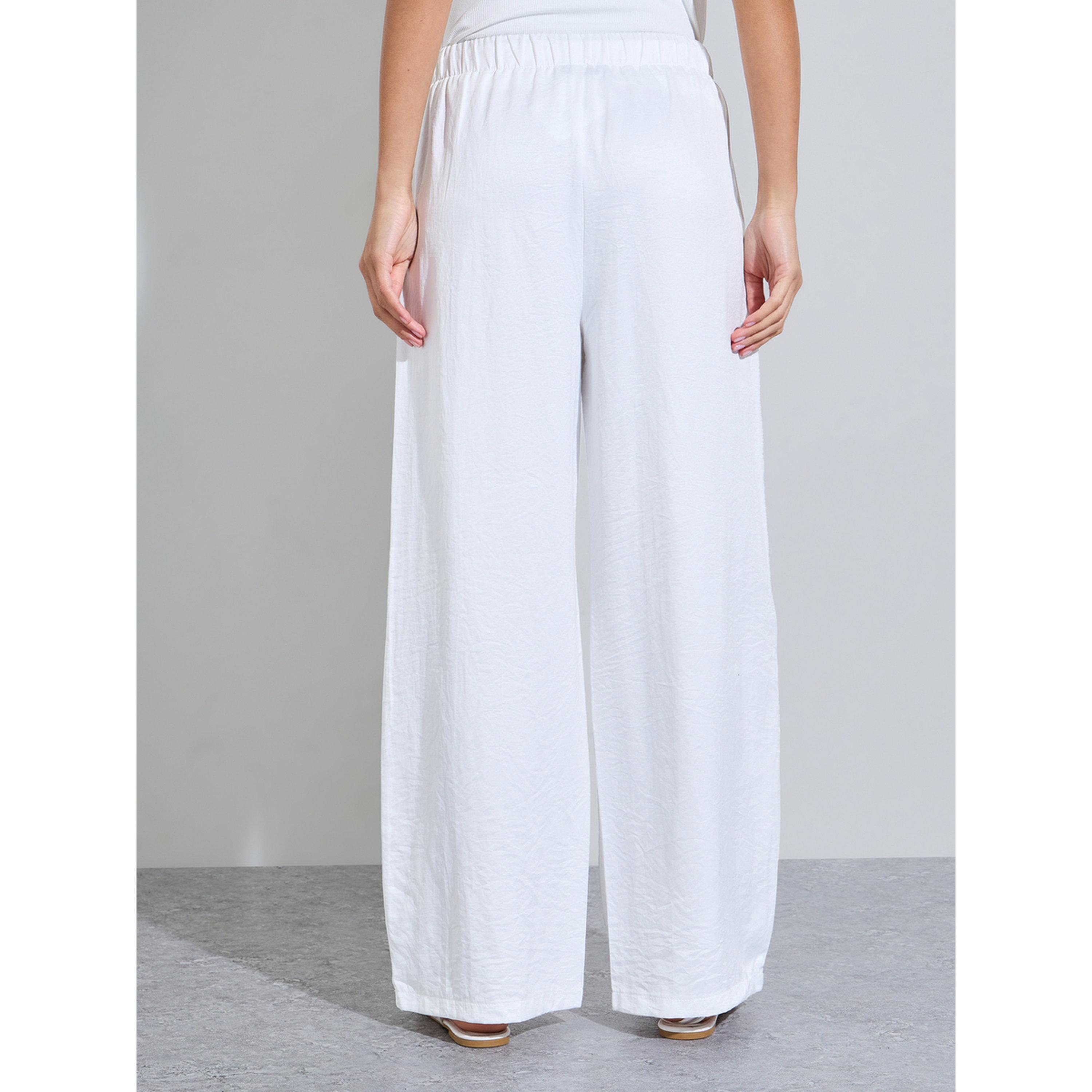 Styli Women's Off-White Wide Leg Lounge Trousers-women-clothing-joggers-image-4
