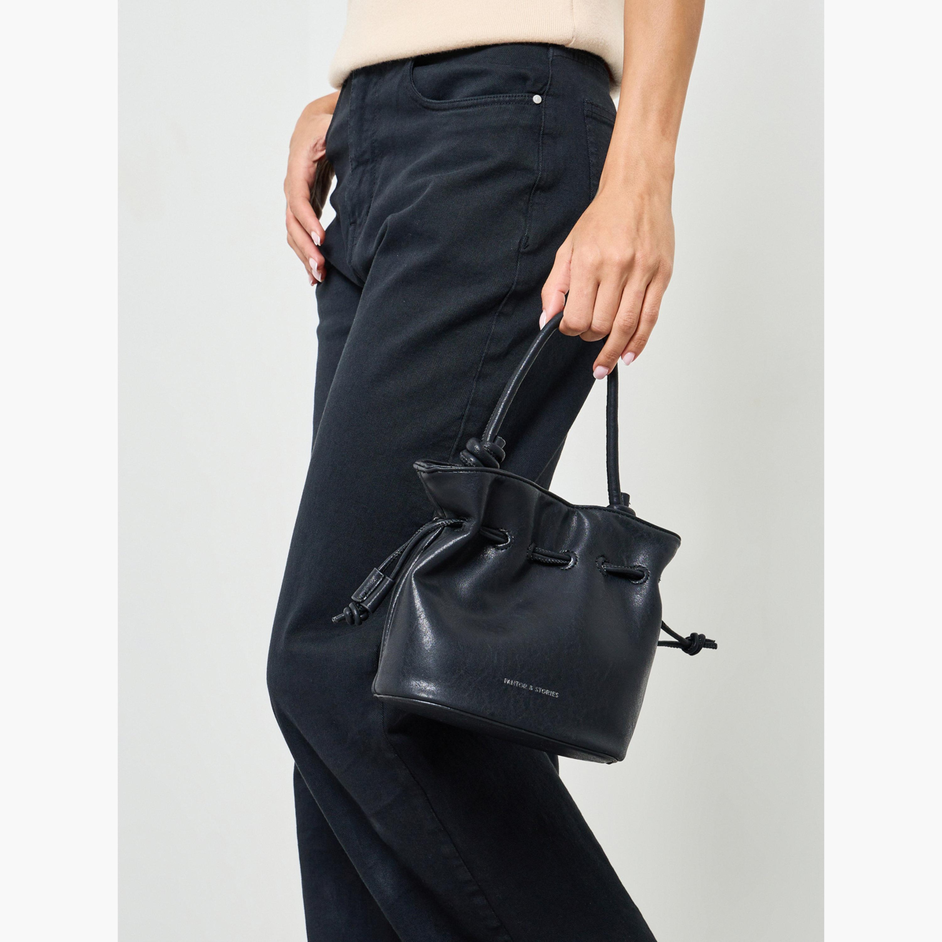 Styli Black Drawstring Mini Handbag-women-bagsandwallets-handbags-image-2
