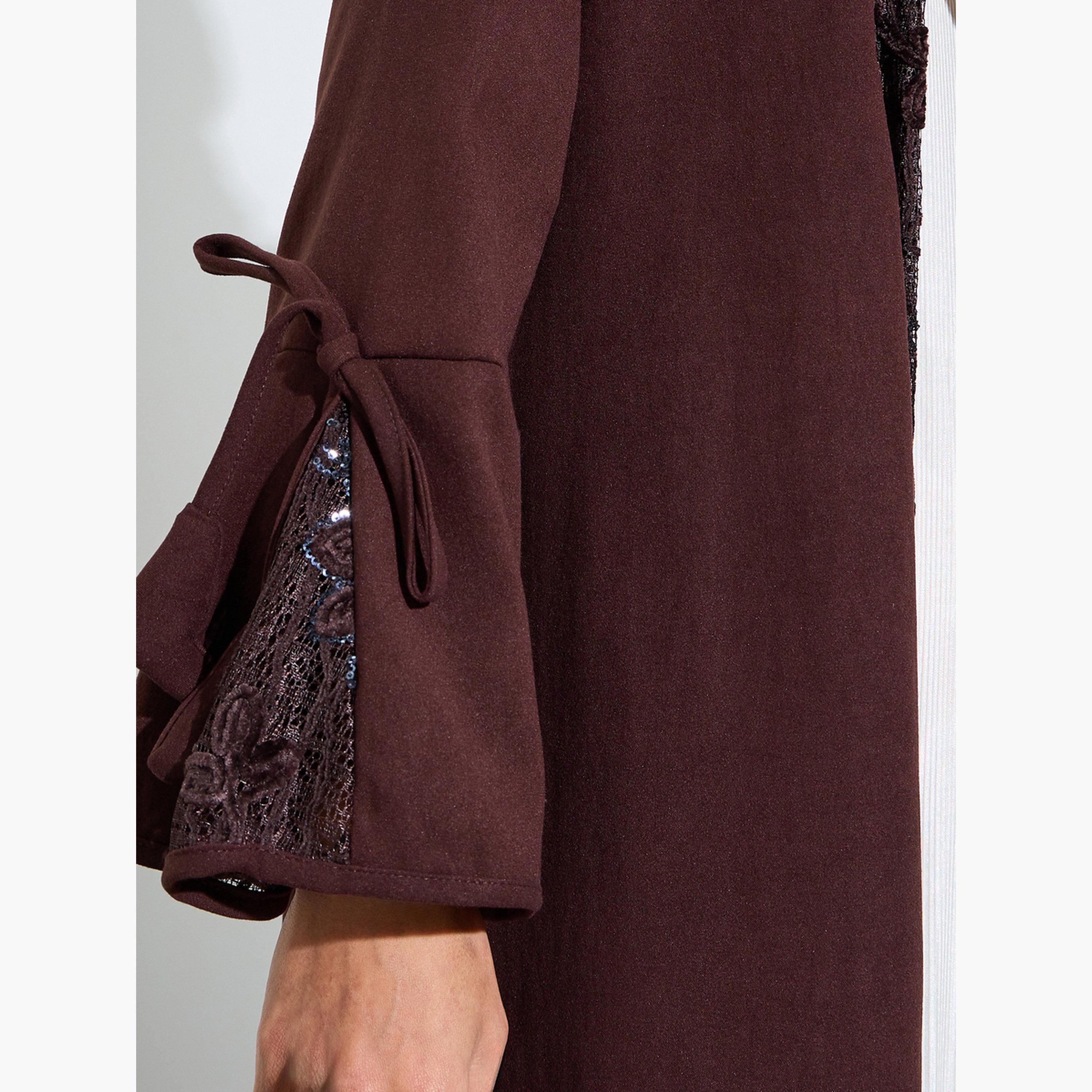 عباية مفتوحة من الأمام ومطرزة لون بني-women-arabicclothing-abayas-image-5