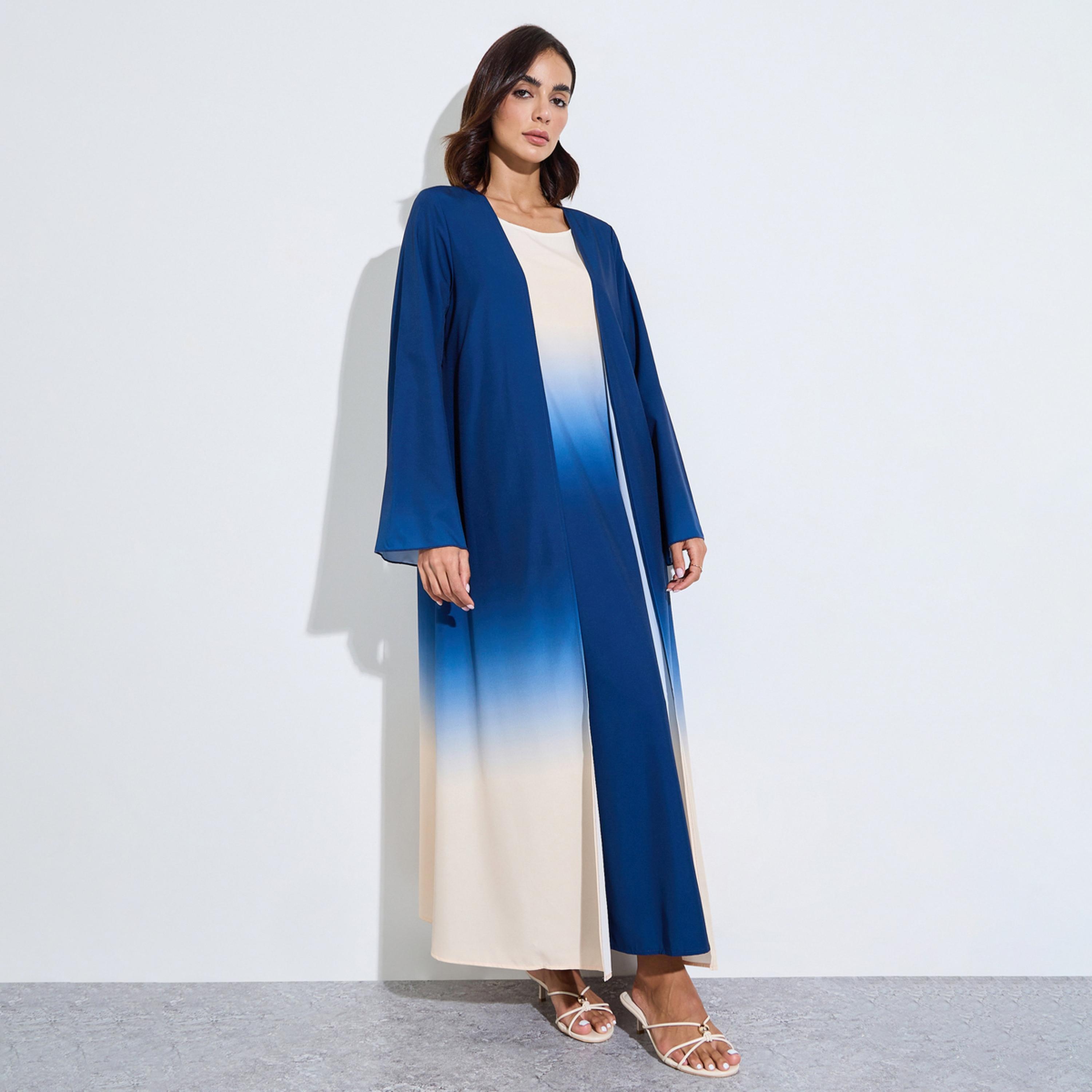 عباية مفتوحة من الأمام بنمط كتل الالوان-women-arabicclothing-abayas-image-1
