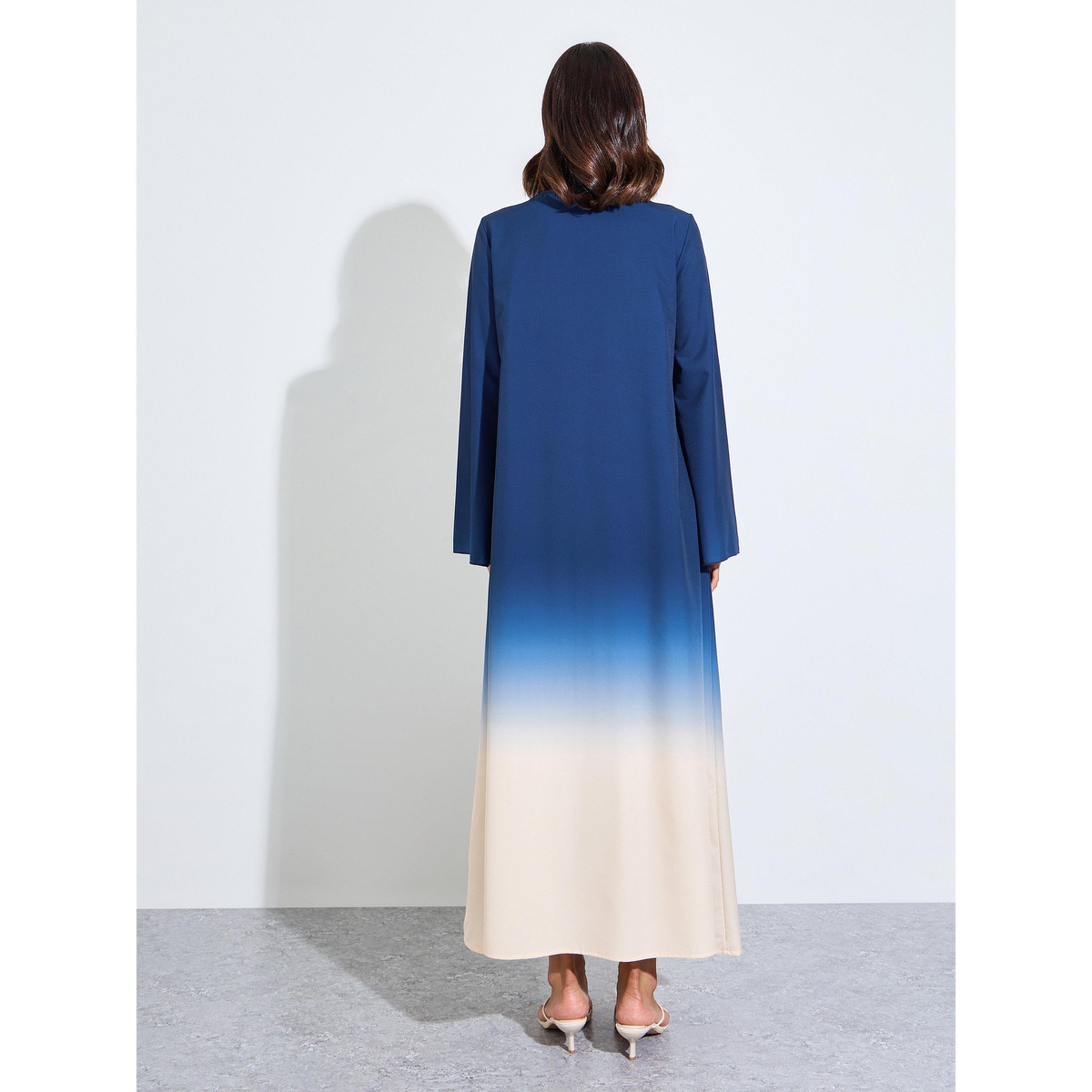 عباية مفتوحة من الأمام بنمط كتل الالوان-women-arabicclothing-abayas-image-3