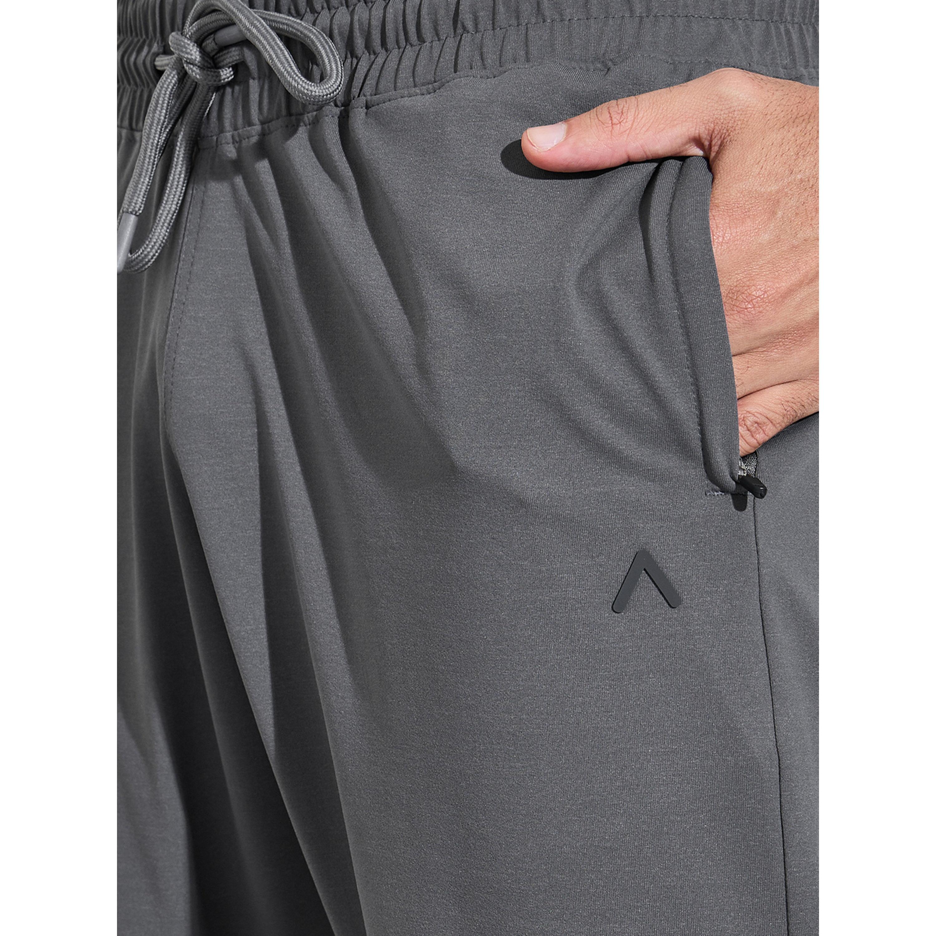 Styli Grey Solid Pocket Details Mid-Rise Activewear Track Pants-men-clothing-sportswearandactivewear-bottoms-image-3