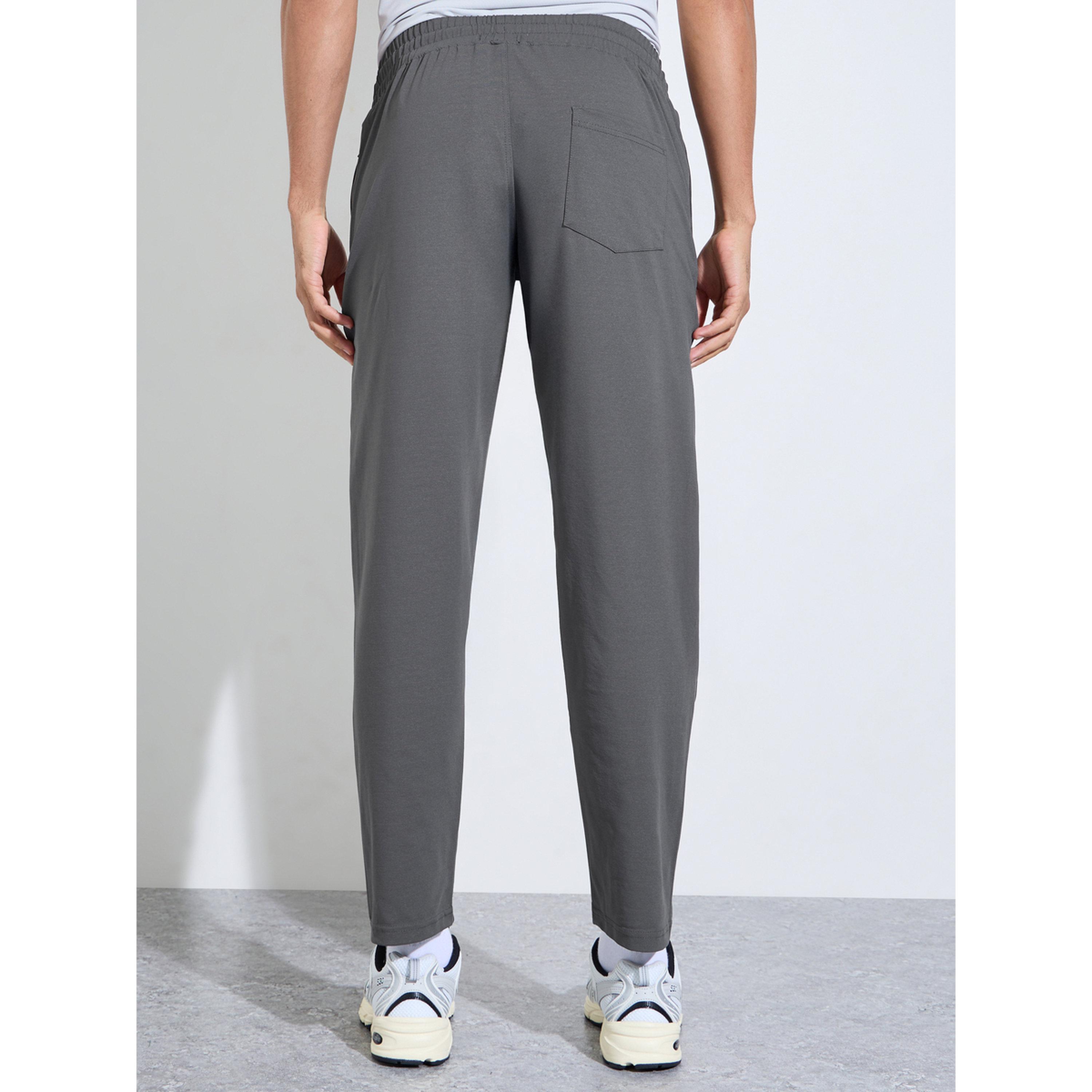 Styli Grey Solid Pocket Details Mid-Rise Activewear Track Pants-men-clothing-sportswearandactivewear-bottoms-image-4