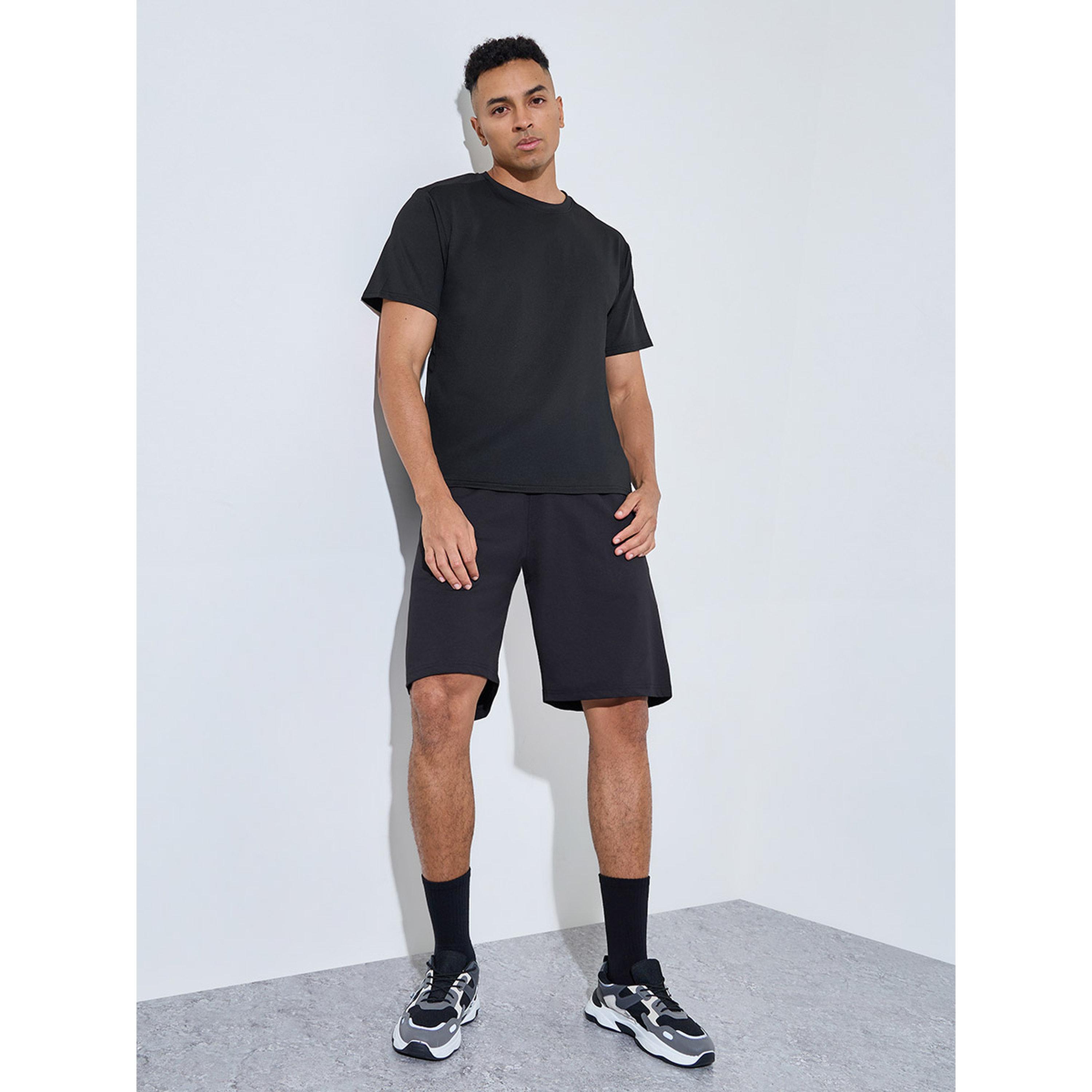 Styli Black Activewear Sports Shorts with Drawstring-men-clothing-sportswearandactivewear-bottoms-image-2