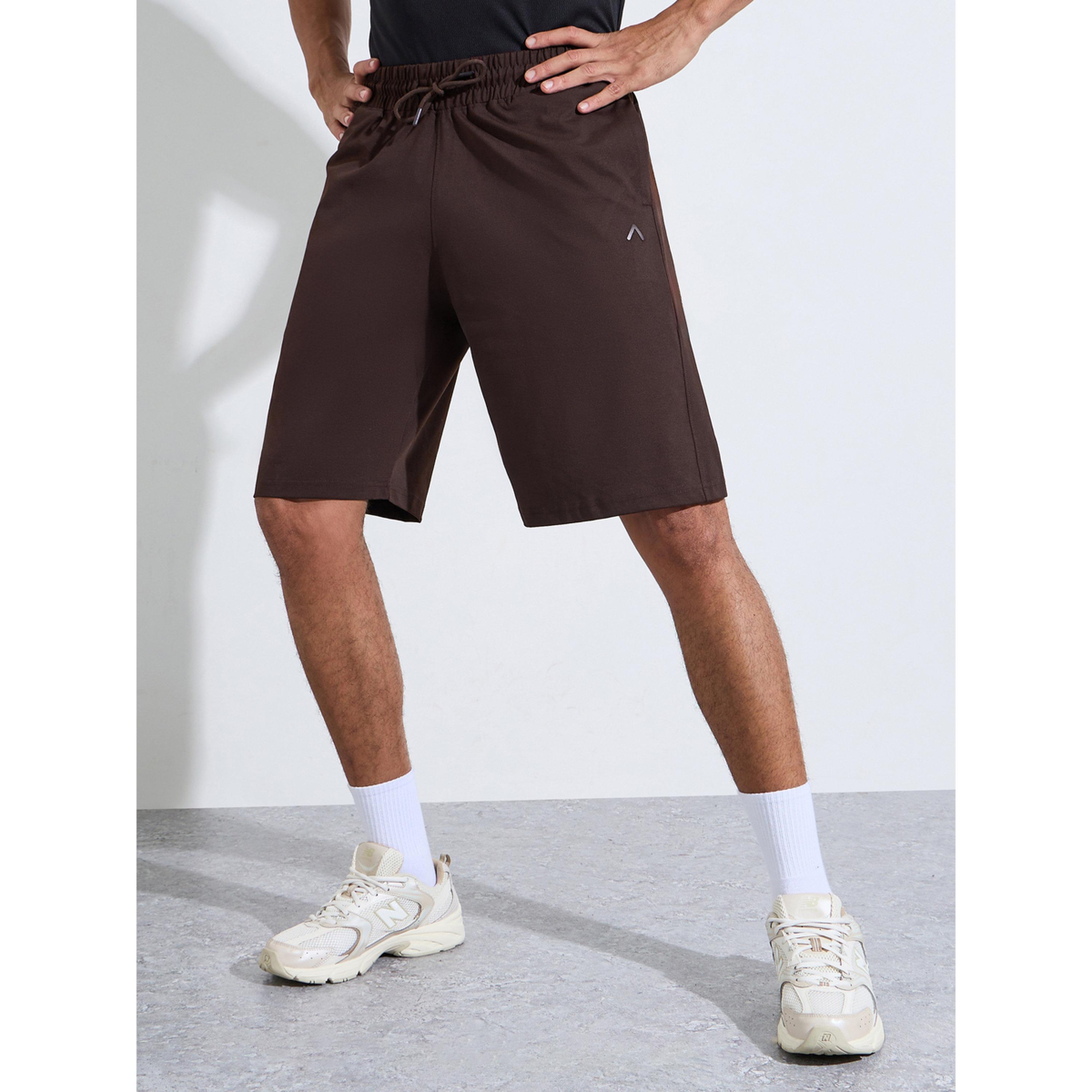 Styli Brown Activewear Sports Shorts with Drawstring-men-clothing-bottoms-shorts-image-1