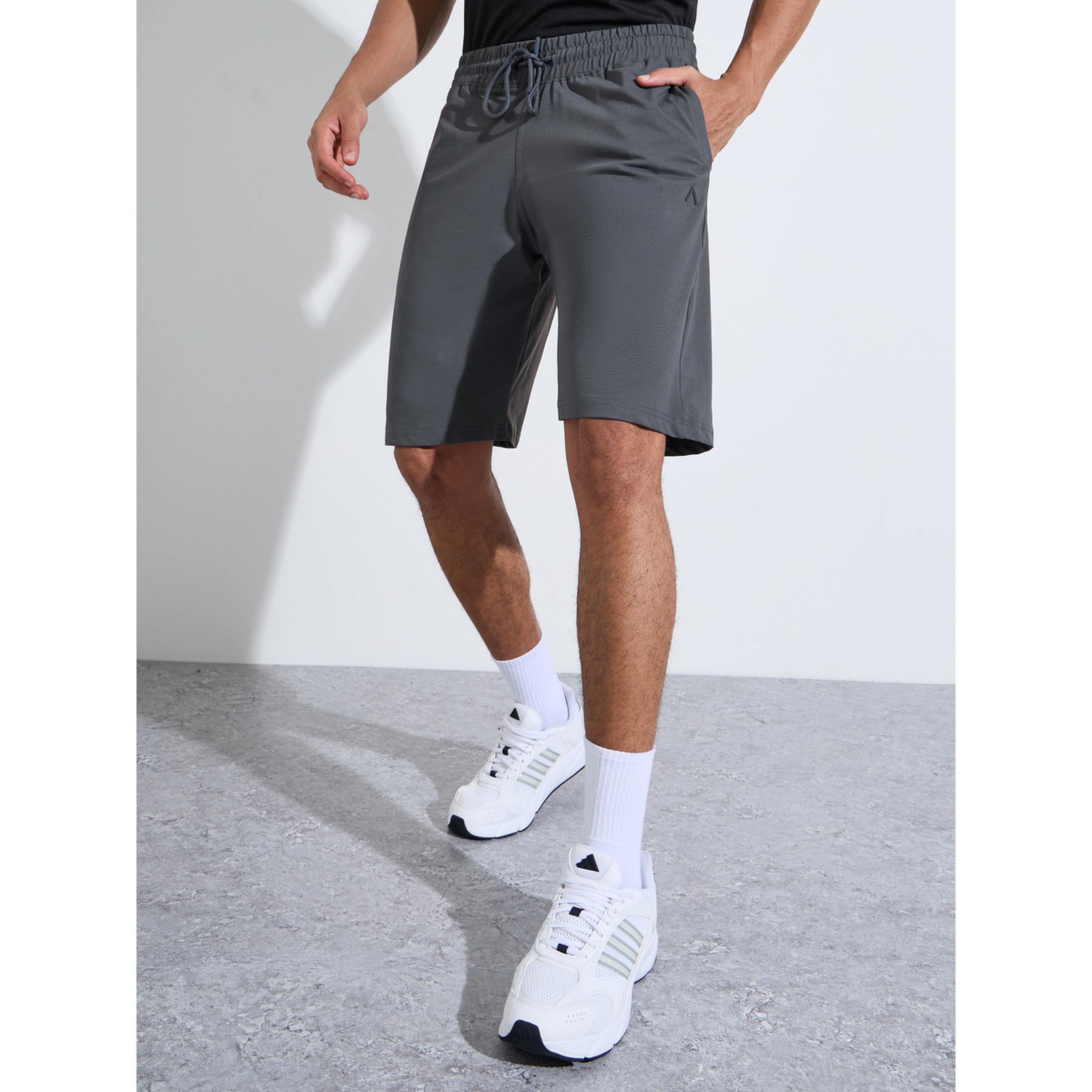 Styli Grey Activewear Sports Shorts with Drawstring-men-clothing-bottoms-shorts-image-1