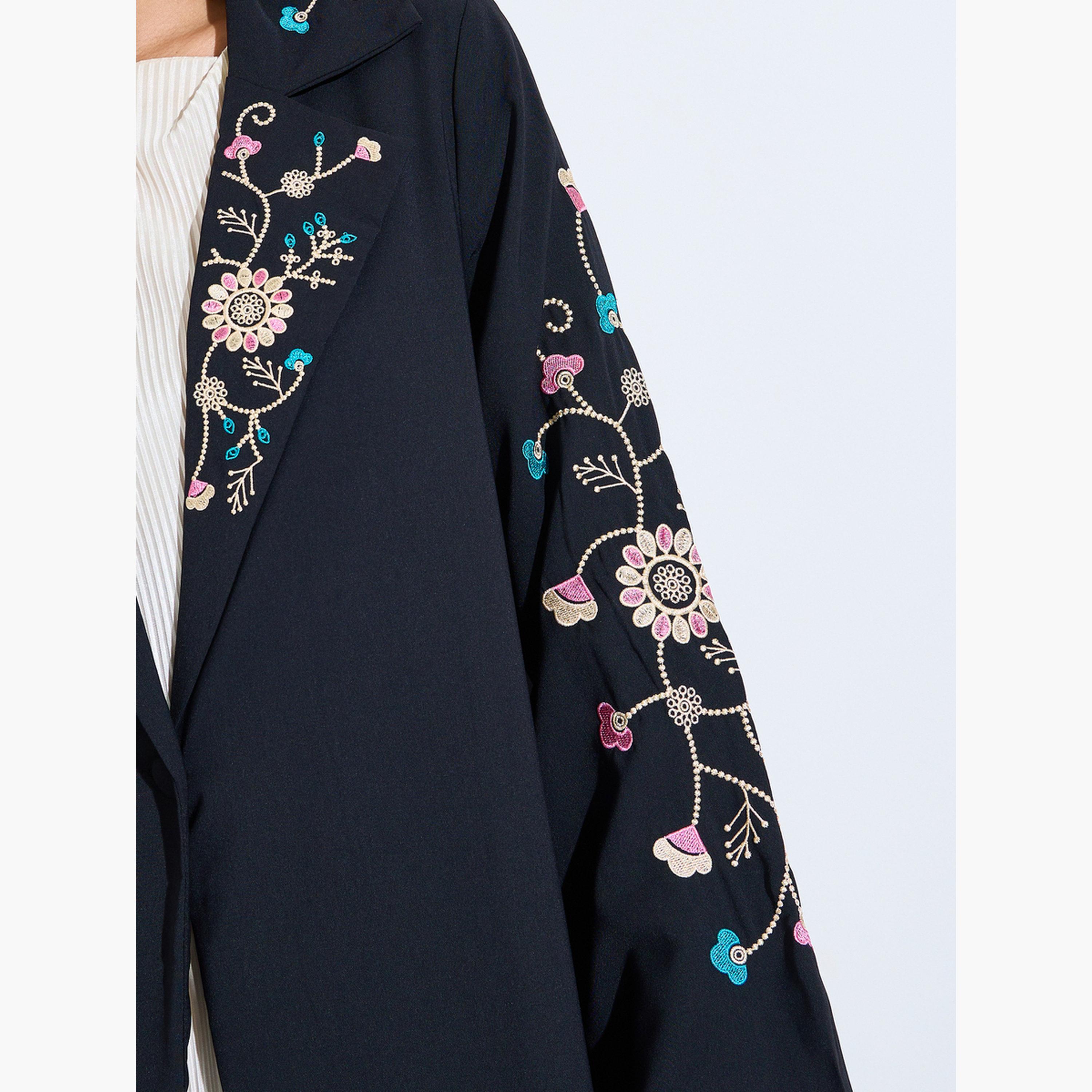 عباية مفتوحة من الأمام بتطريز زهور-women-arabicclothing-abayas-image-6