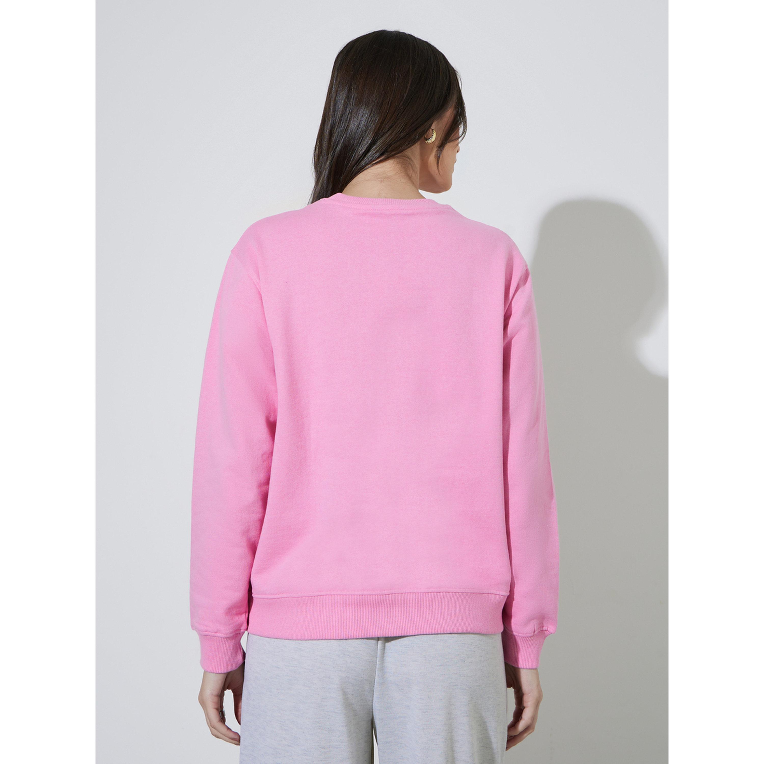 Styli Pink Regular Fit Slogan Print Sweatshirt-women-clothing-hoodiesandsweatshirts-sweatshirts-image-3