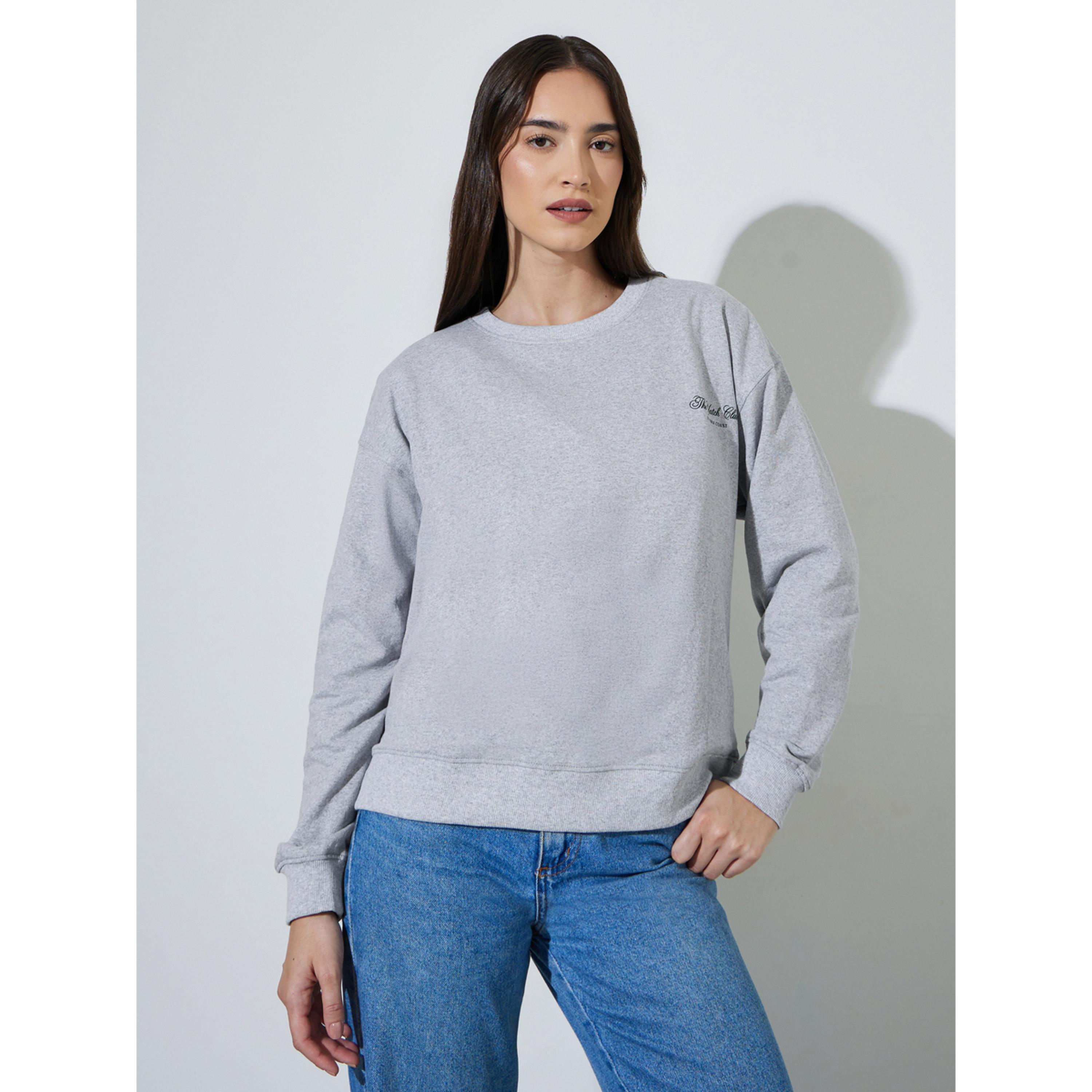 Styli Grey Slogan Print Long Sleeves Relaxed Fit Sweatshirt-women-clothing-hoodiesandsweatshirts-sweatshirts-image-1