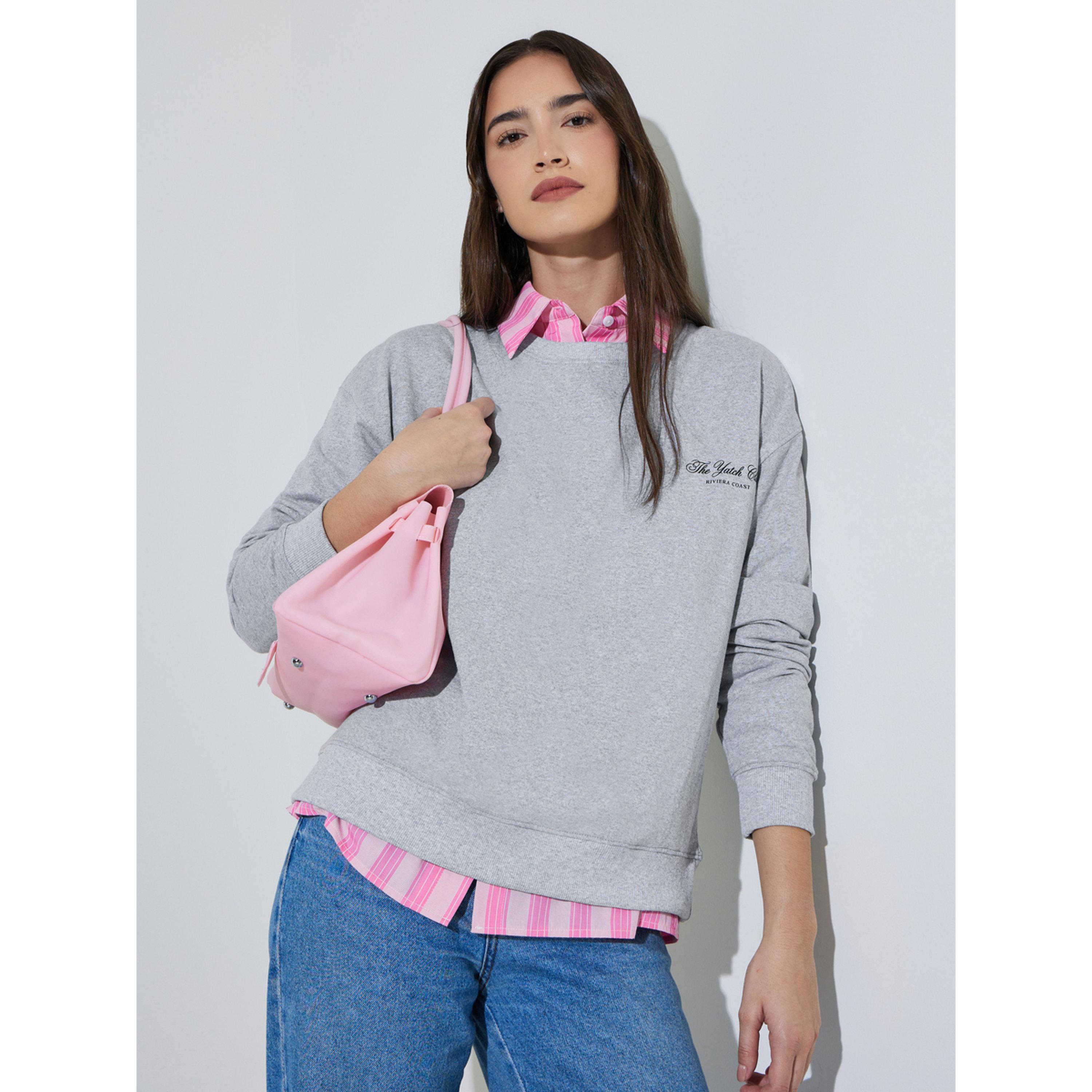 Styli Grey Slogan Print Long Sleeves Relaxed Fit Sweatshirt-women-clothing-hoodiesandsweatshirts-sweatshirts-image-4