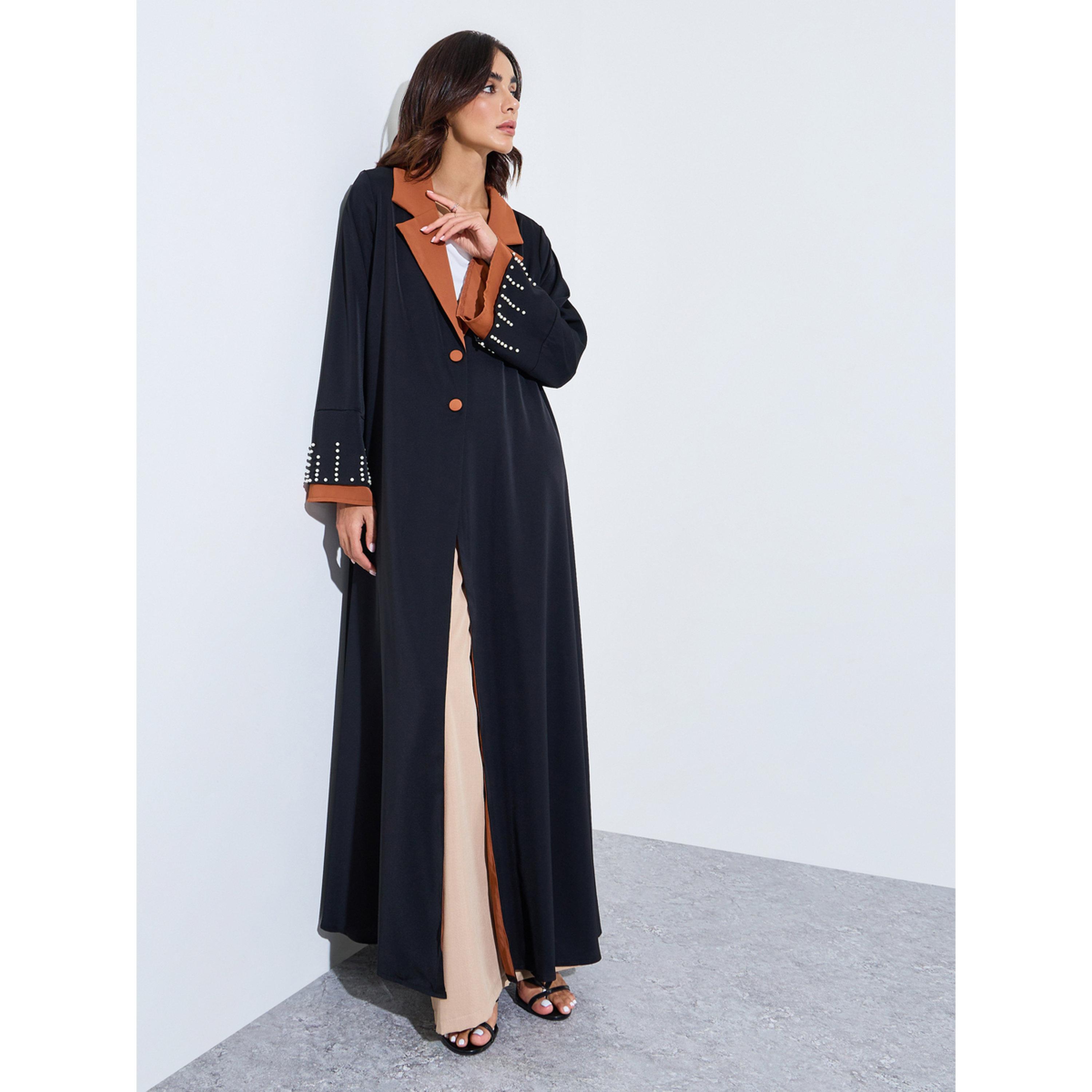 عباية بأكمام مزينة وياقة متباينة-women-arabicclothing-abayas-image-3