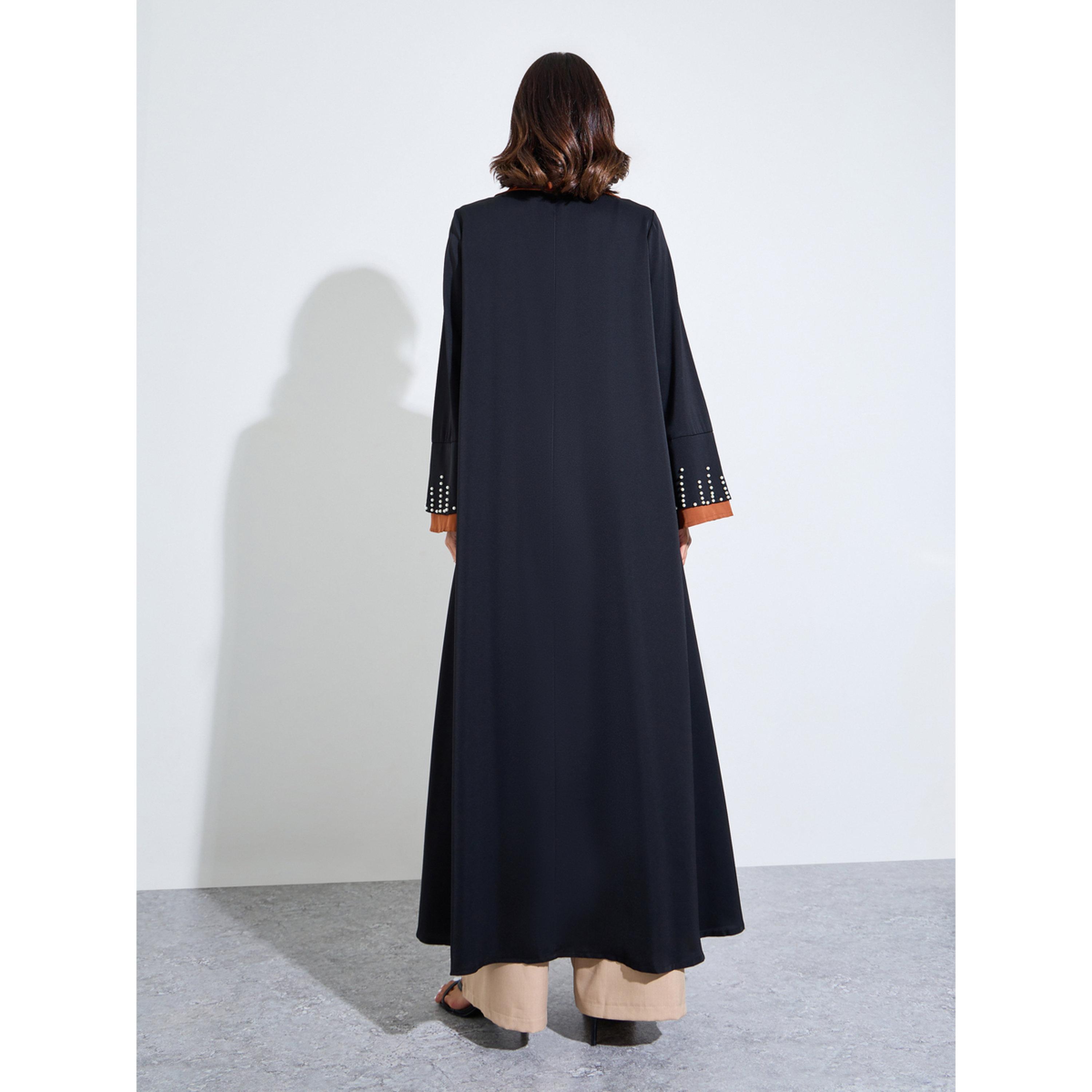 عباية بأكمام مزينة وياقة متباينة-women-arabicclothing-abayas-image-4