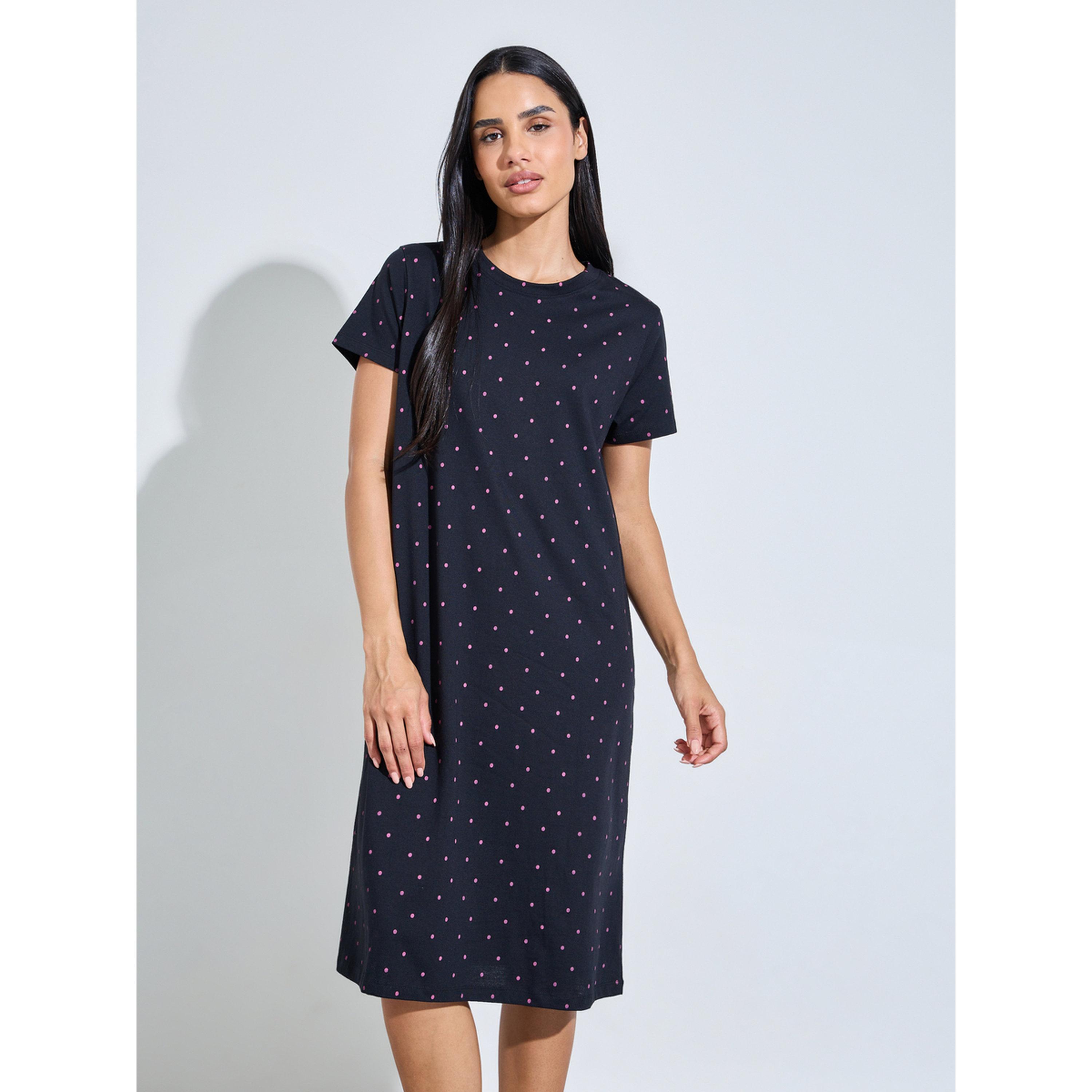 قميص نوم تيشيرت بأكمام قصيرة ومطبوع طقم من قطعتين-women-clothing-nightwear-nighties-image-3