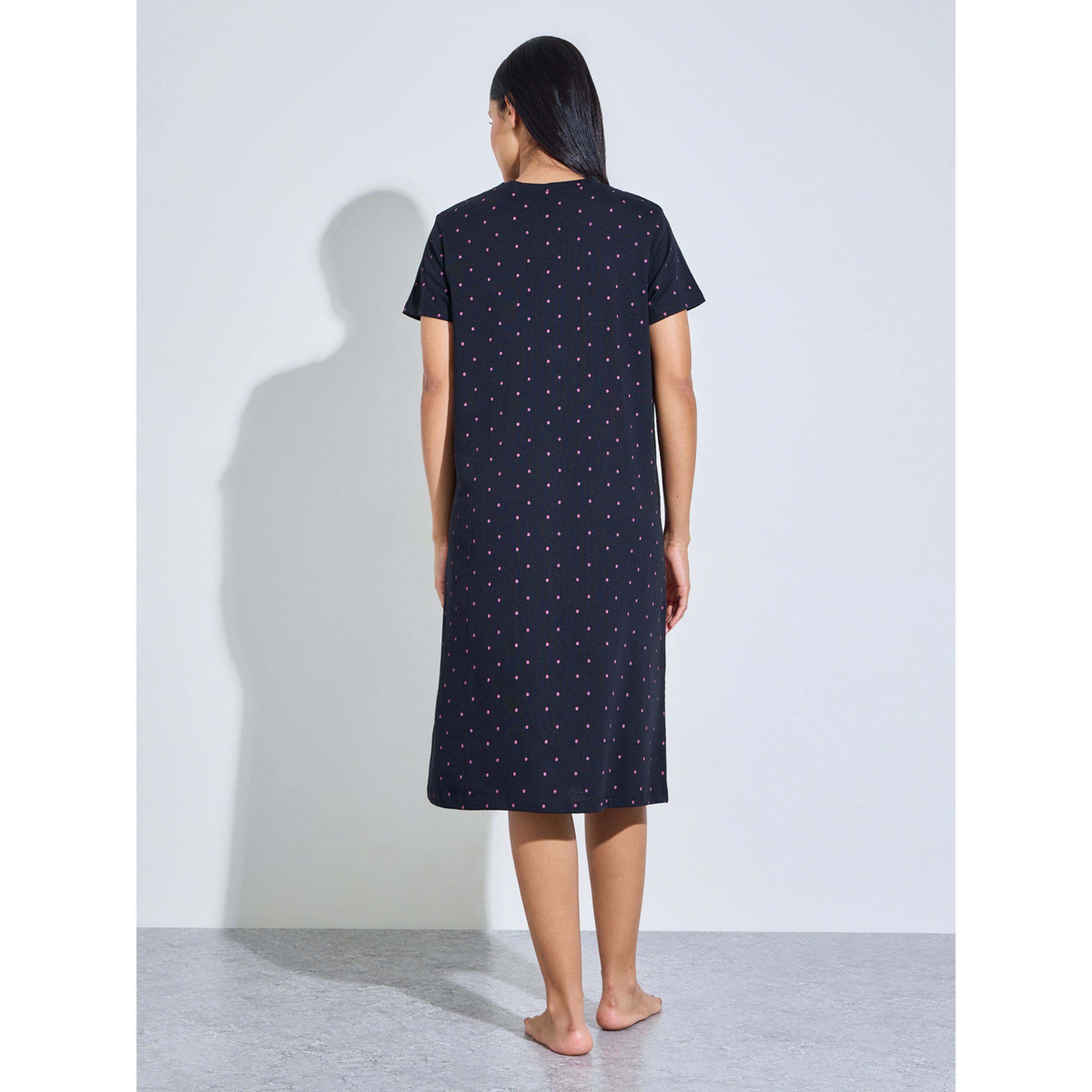 قميص نوم تيشيرت بأكمام قصيرة ومطبوع طقم من قطعتين-women-clothing-nightwear-nighties-image-5