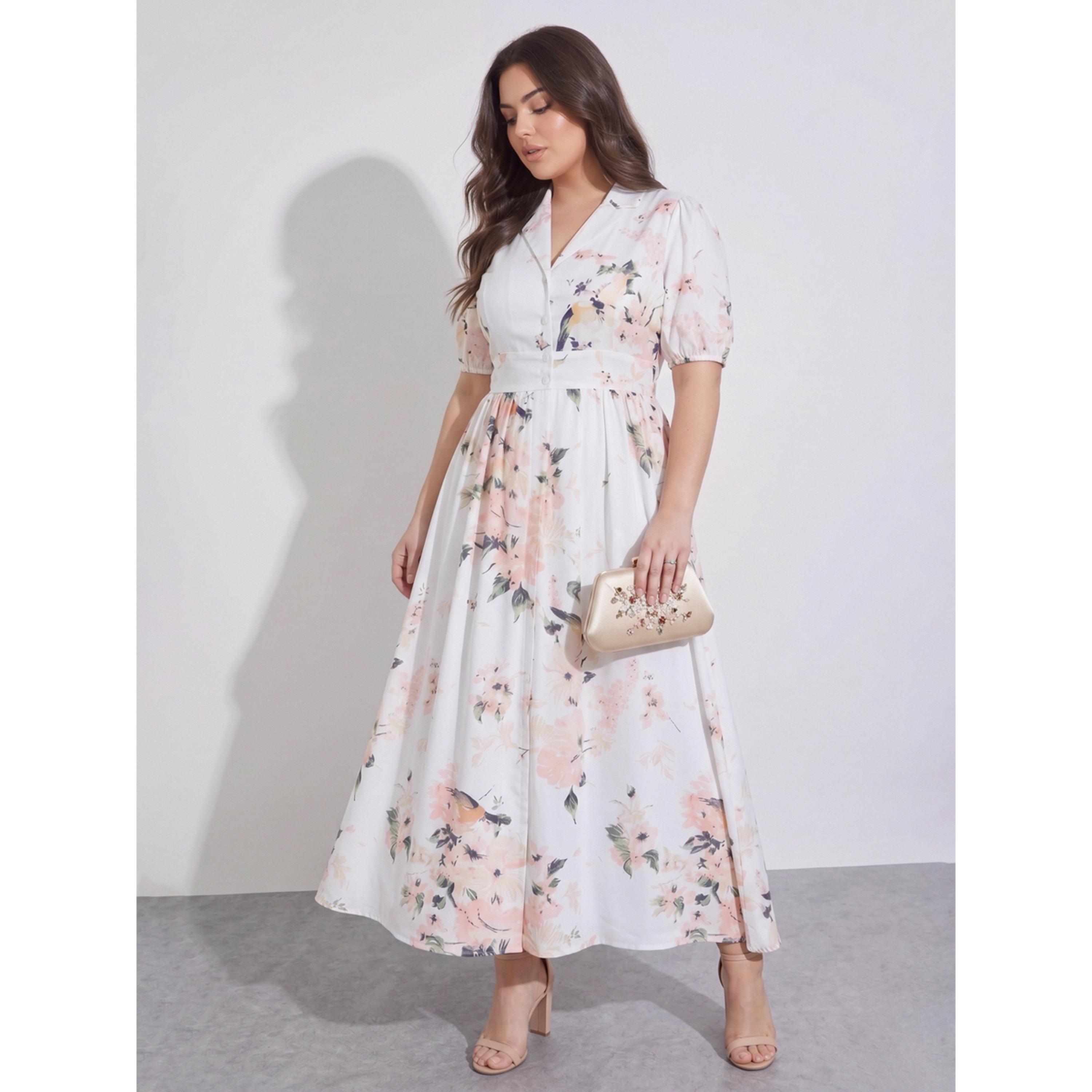 Styli Floral Short Sleeves Shirt Maxi Dress-women-clothing-dresses-image-1