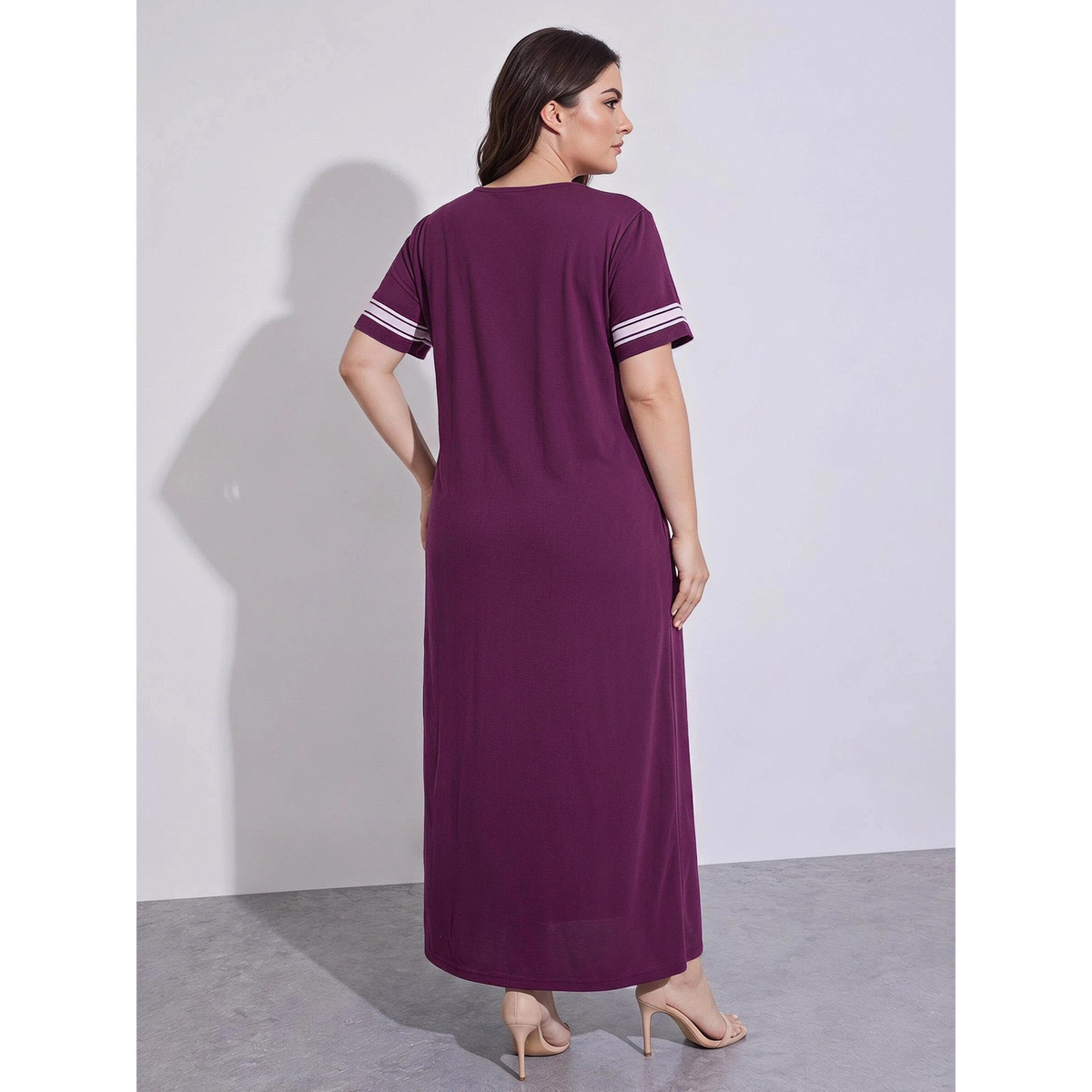 Styli BRUNCH CLUB SLOGAN SLEEVE STRIPES SLEEP TEE - MAXI-women-clothing-nightwear-nighties-image-4