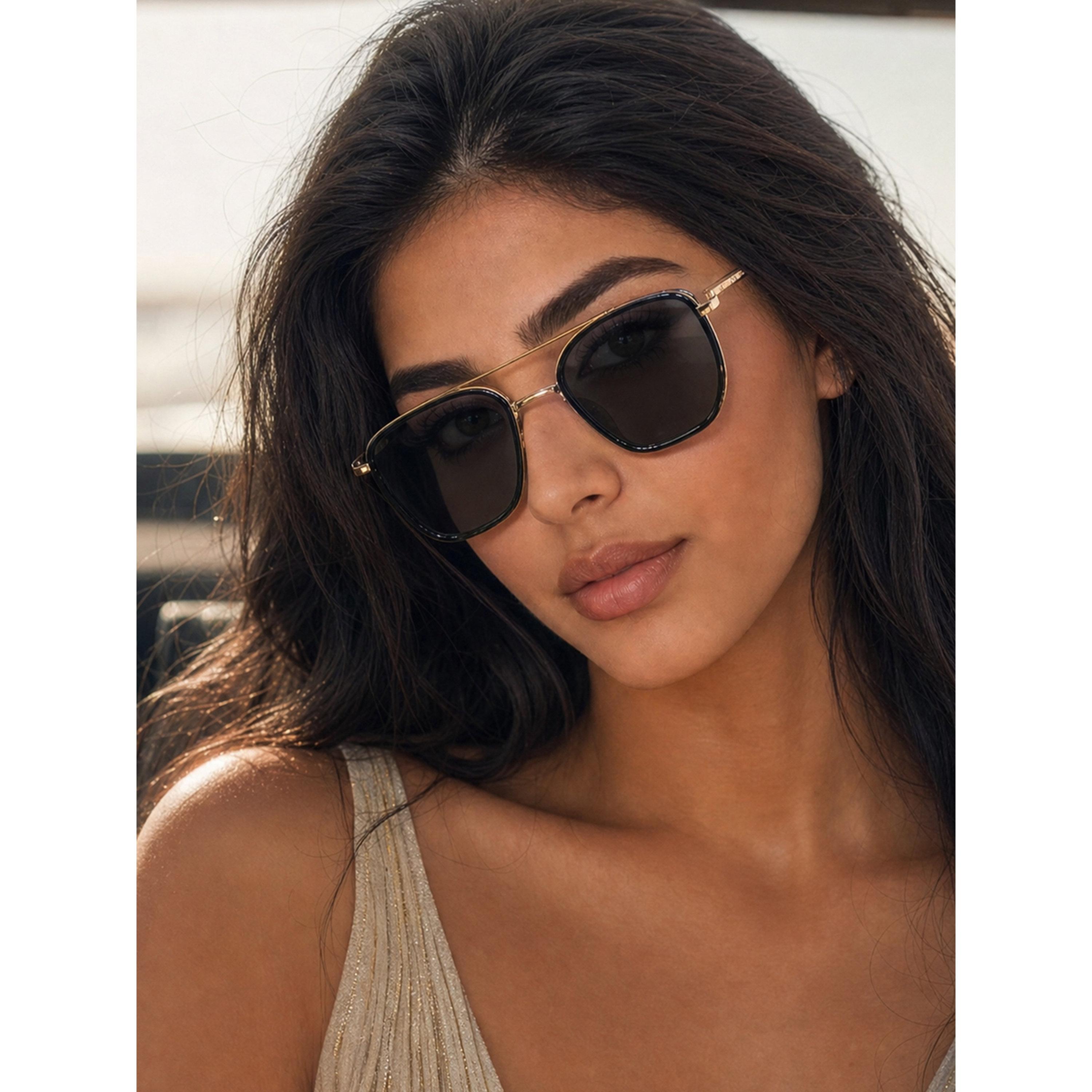 Take Two Gold Double Bridge Polarized Sunglasses-women-sunglasses-image-3