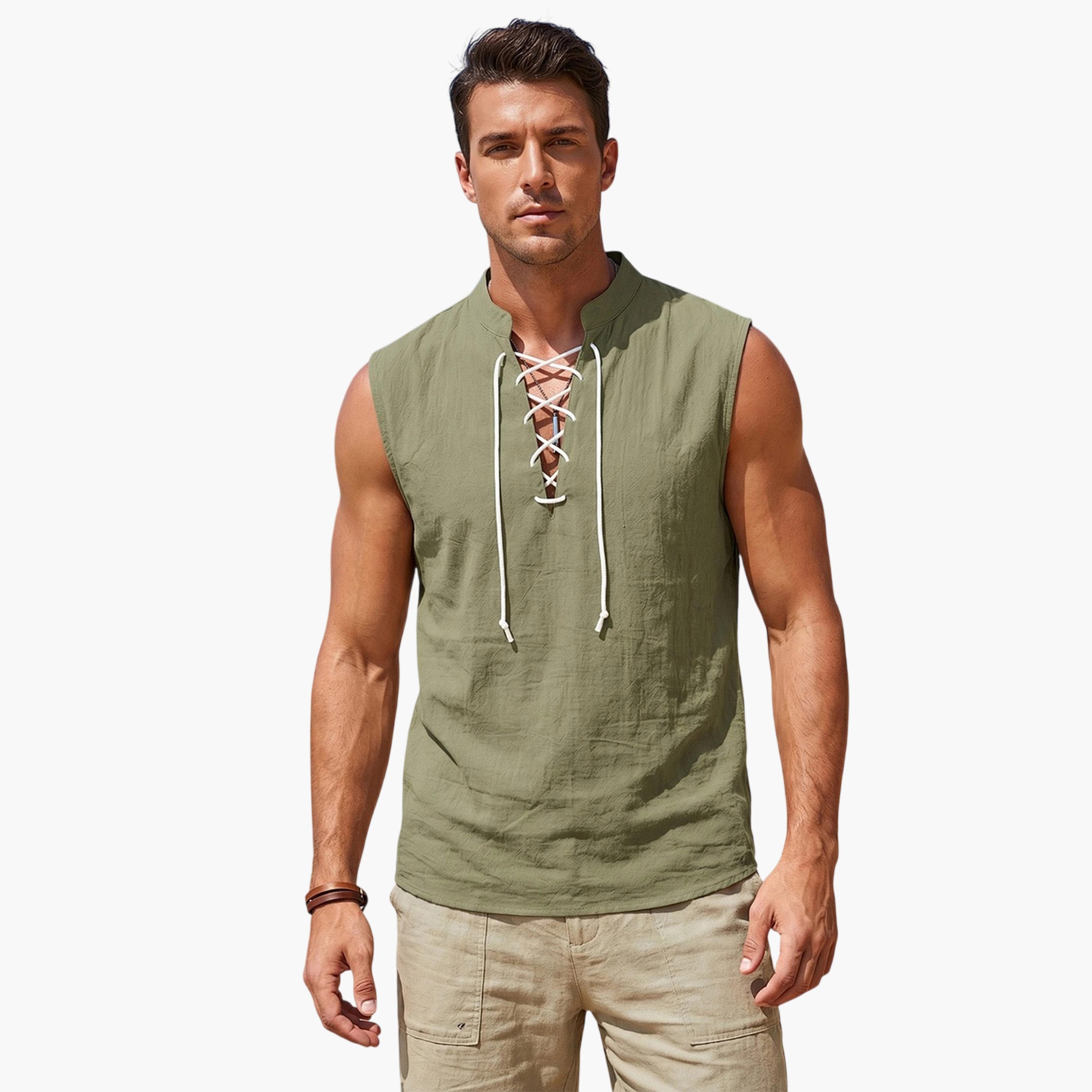 Take Two Men Drawstring Linen Sleeveless Tank-men-clothing-tshirtsandpolos-tshirts-image-1