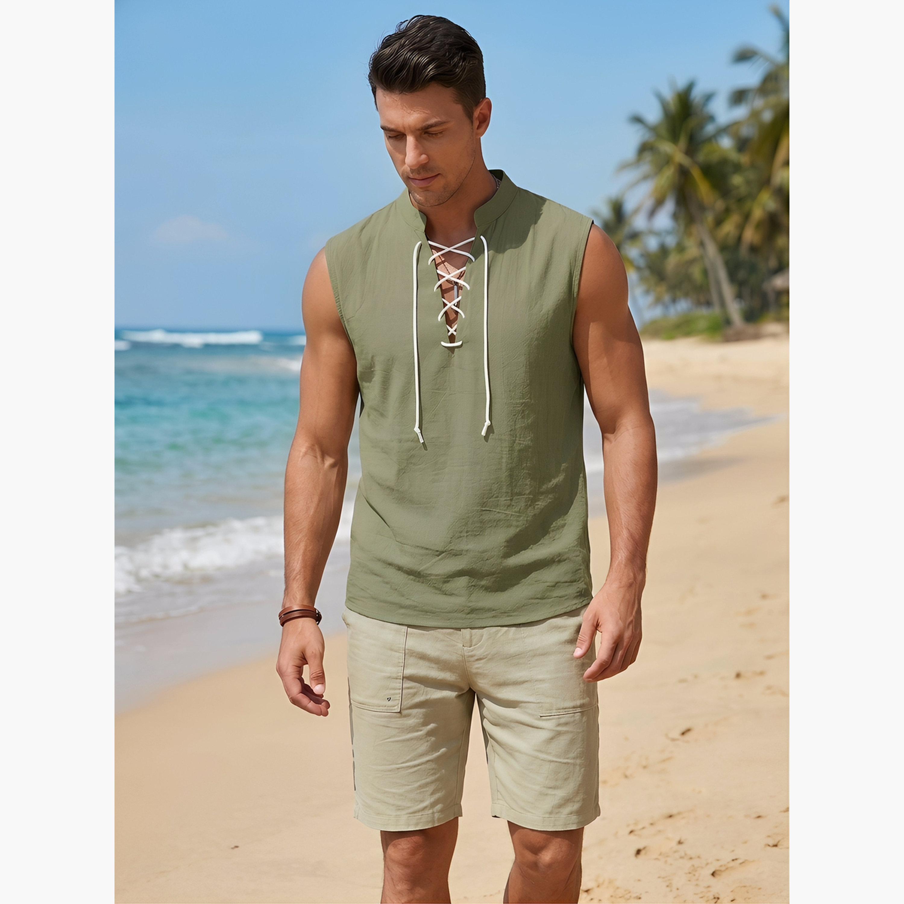 Take Two Men Drawstring Linen Sleeveless Tank-men-clothing-tshirtsandpolos-tshirts-image-2