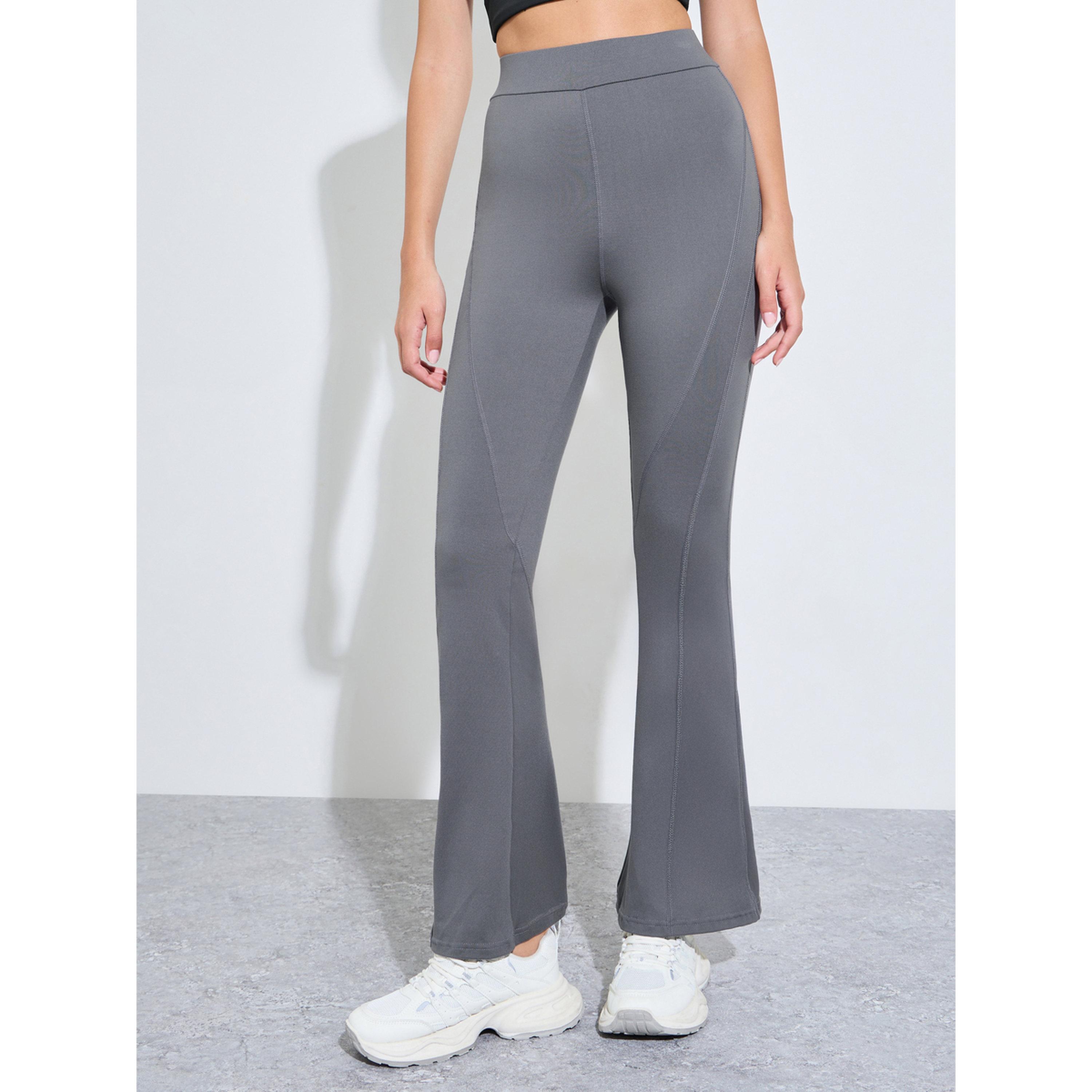 Styli Charcoal Contour Stitch Detail Flared Leggings-women-clothing-sportswearandactivewear-bottoms-leggings-image-1