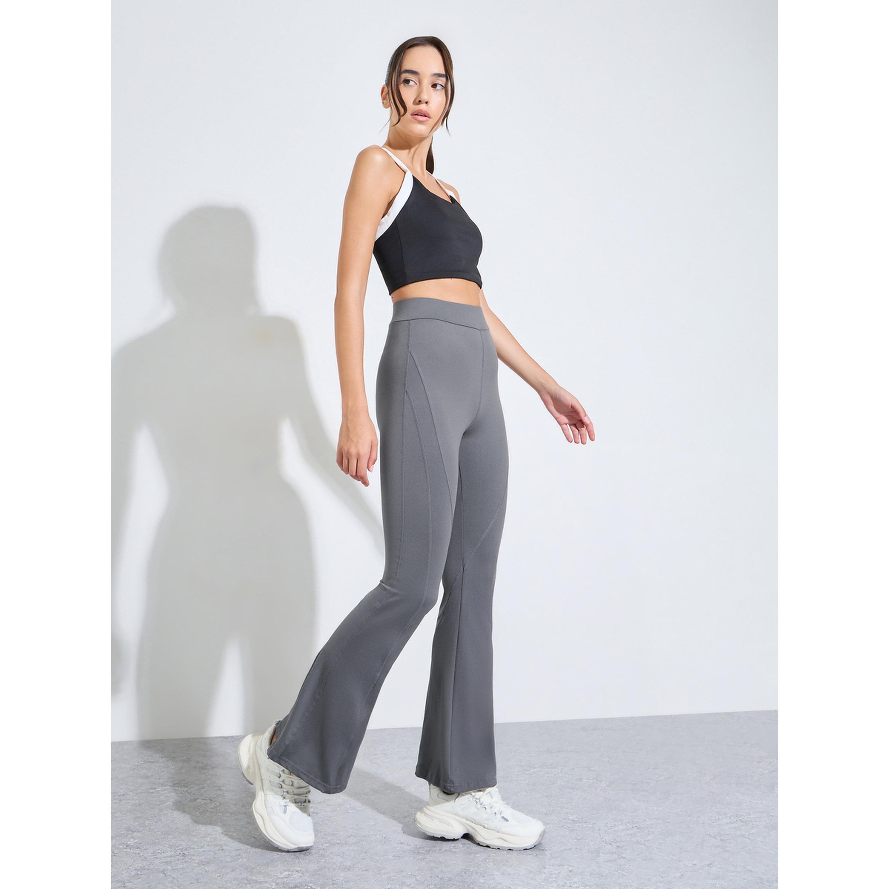 Styli Charcoal Contour Stitch Detail Flared Leggings-women-clothing-sportswearandactivewear-bottoms-leggings-image-2