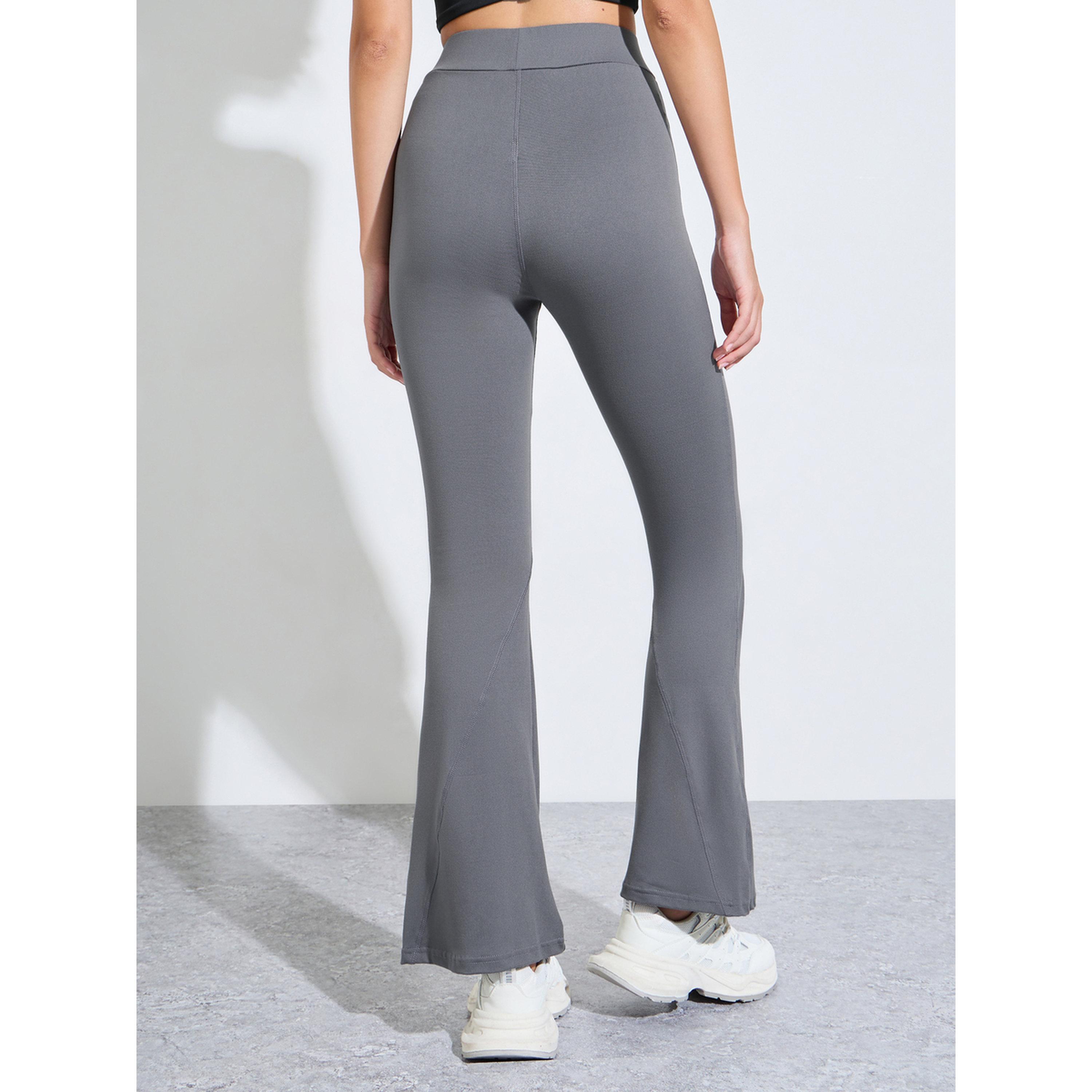 Styli Charcoal Contour Stitch Detail Flared Leggings-women-clothing-sportswearandactivewear-bottoms-leggings-image-3