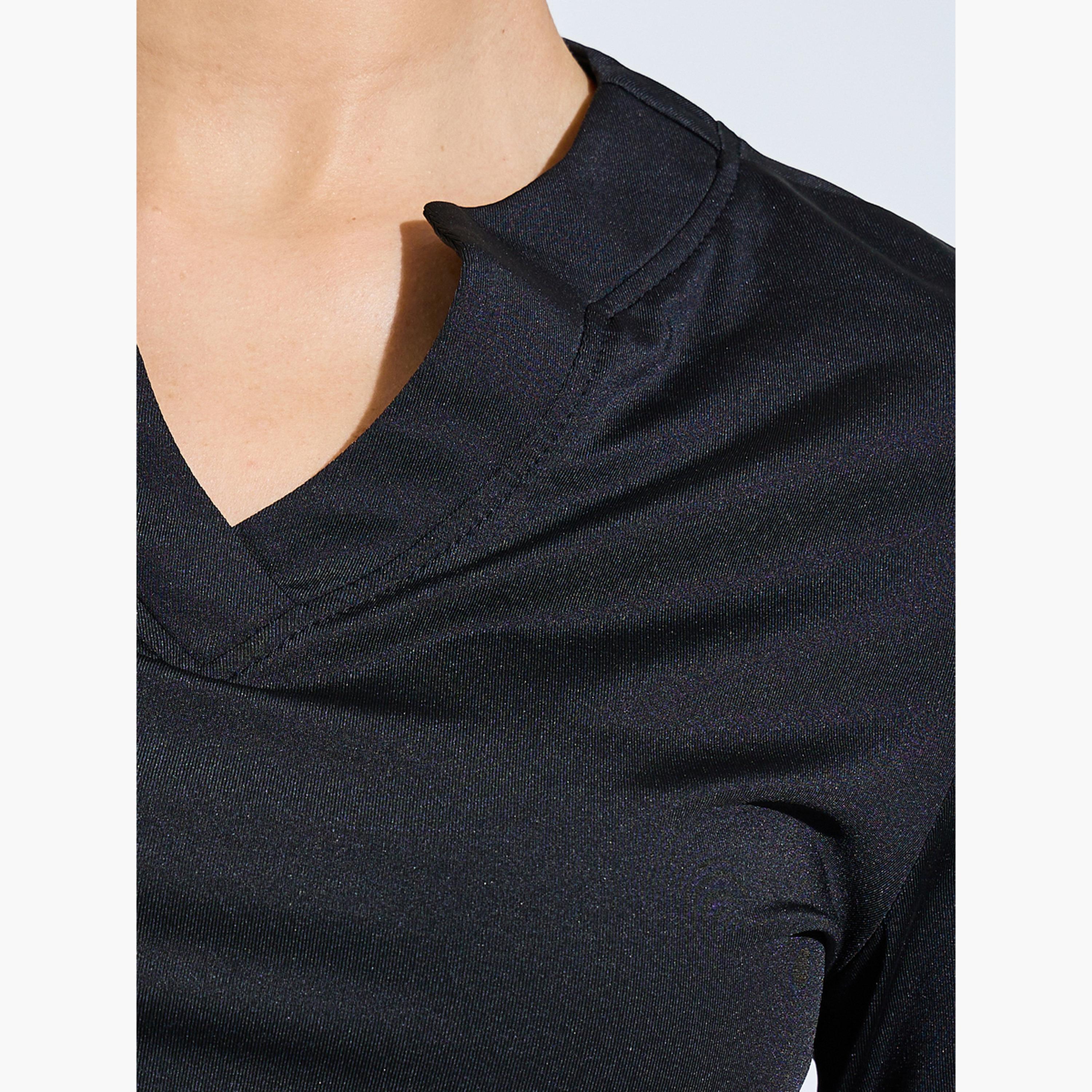 طقم من ليقنز واسع وبلوزة قصيرة بفتحة رقبة-women-clothing-coordsets-image-5