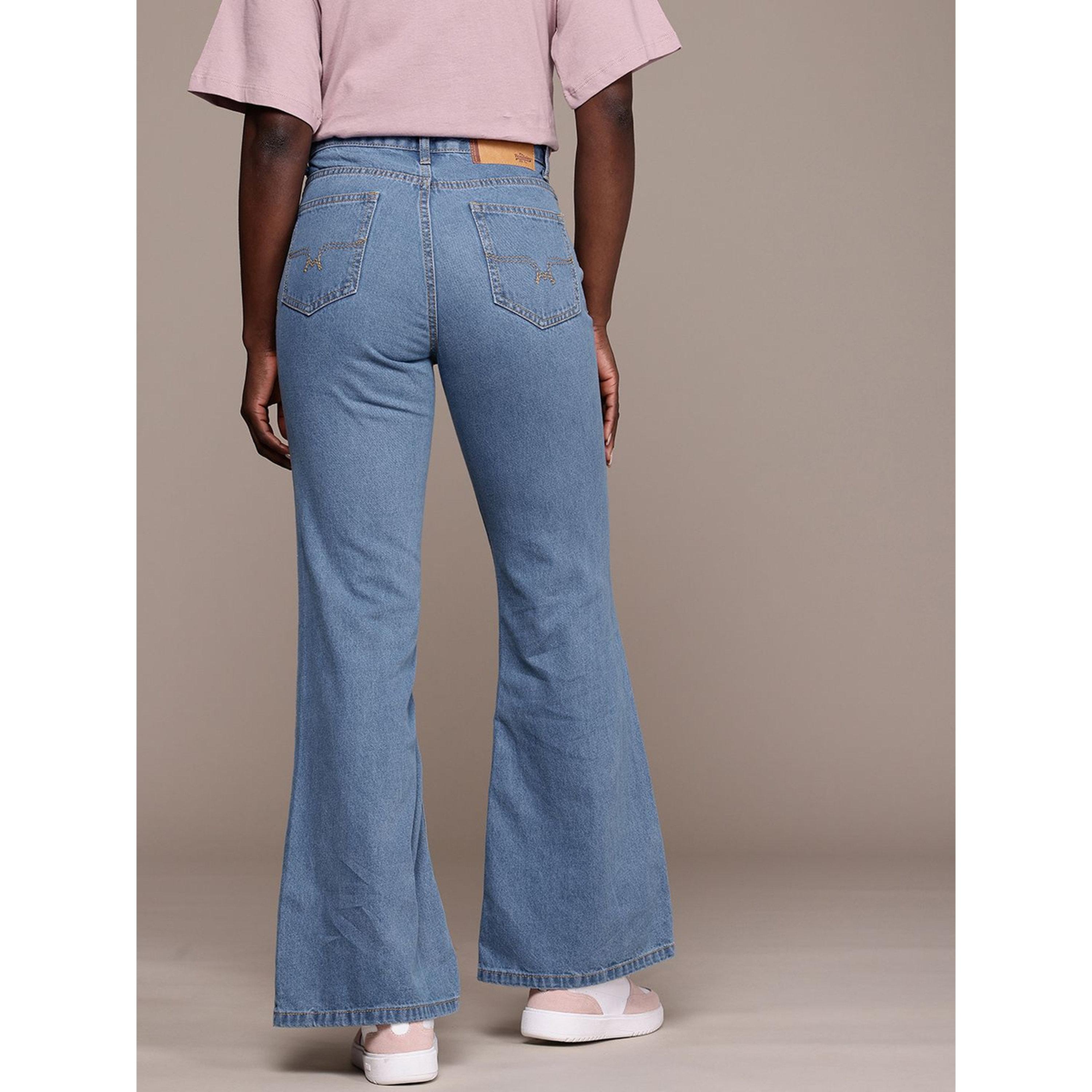 Roadster X Styli Blue Cotton Slim Flared High Rise Jeans-women-clothing-jeans-image-4