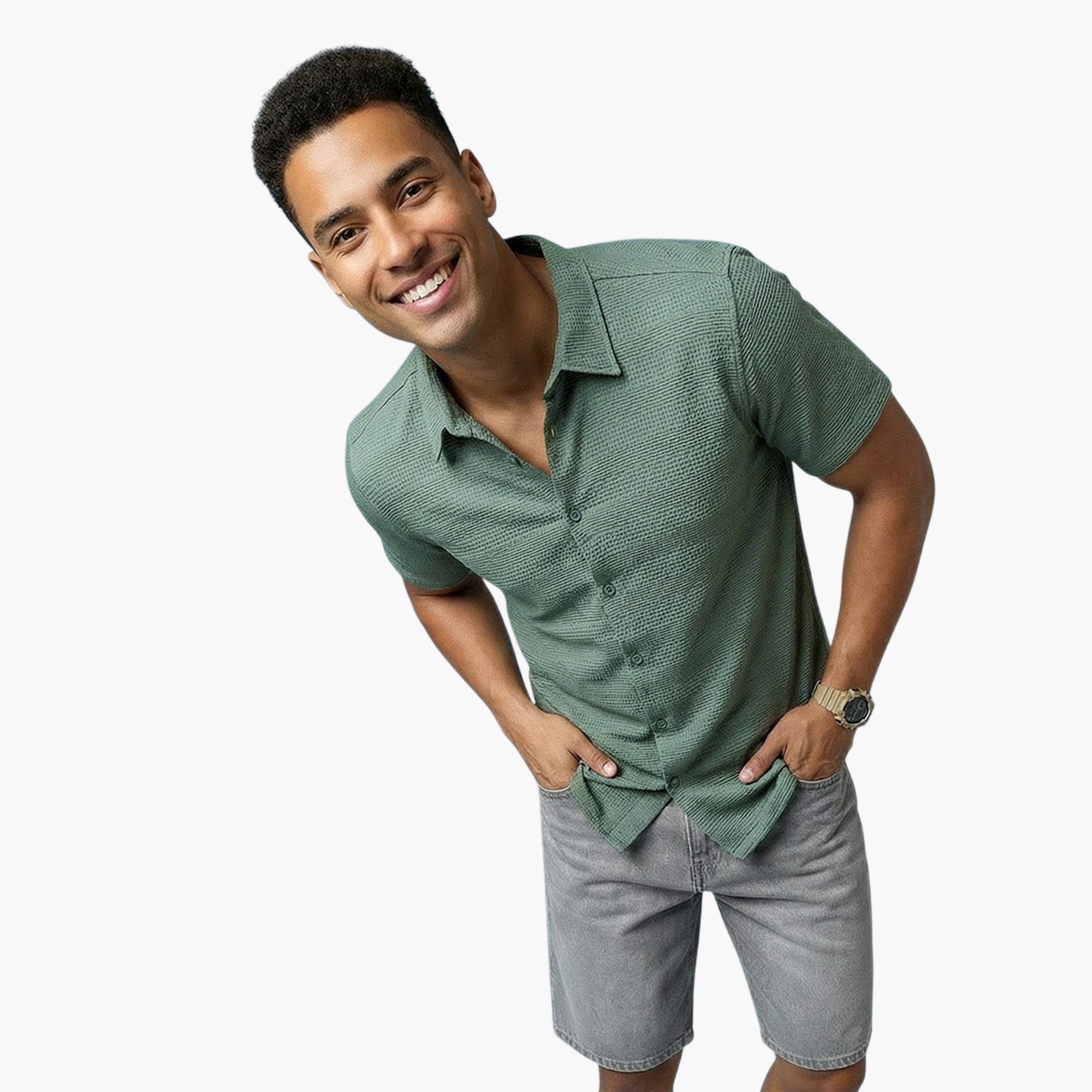 قميص كاجوال بتصميم بارز الملمس للرجال-men-clothing-shirts-image-2