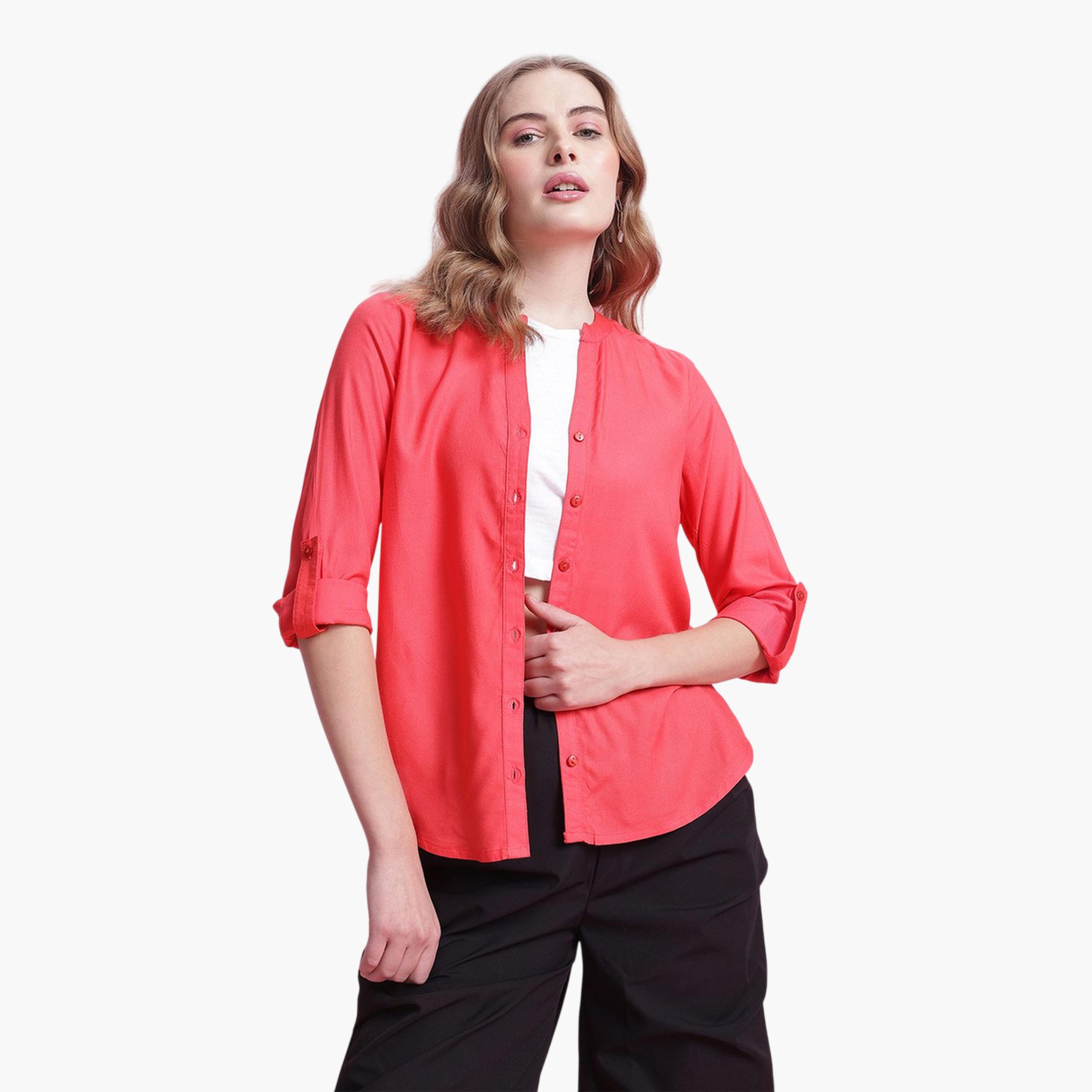 بلوزة بأكمام طويلة وياقة صينية-women-clothing-shirtsandblouses-shirts-image-1