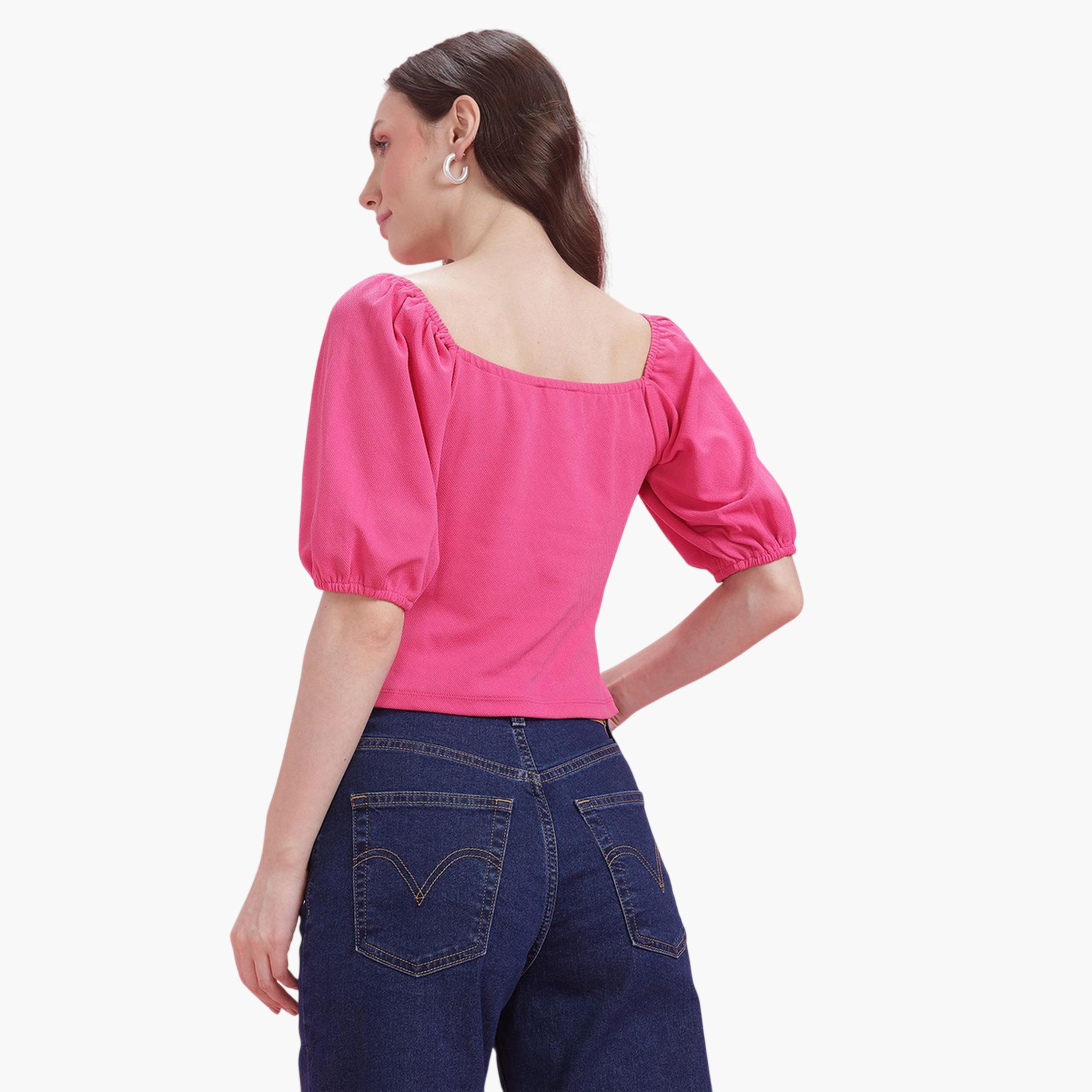 DressBerry X Styli Pink Short Sleeve Crop Top-women-clothing-shirtsandblouses-blouses-image-5