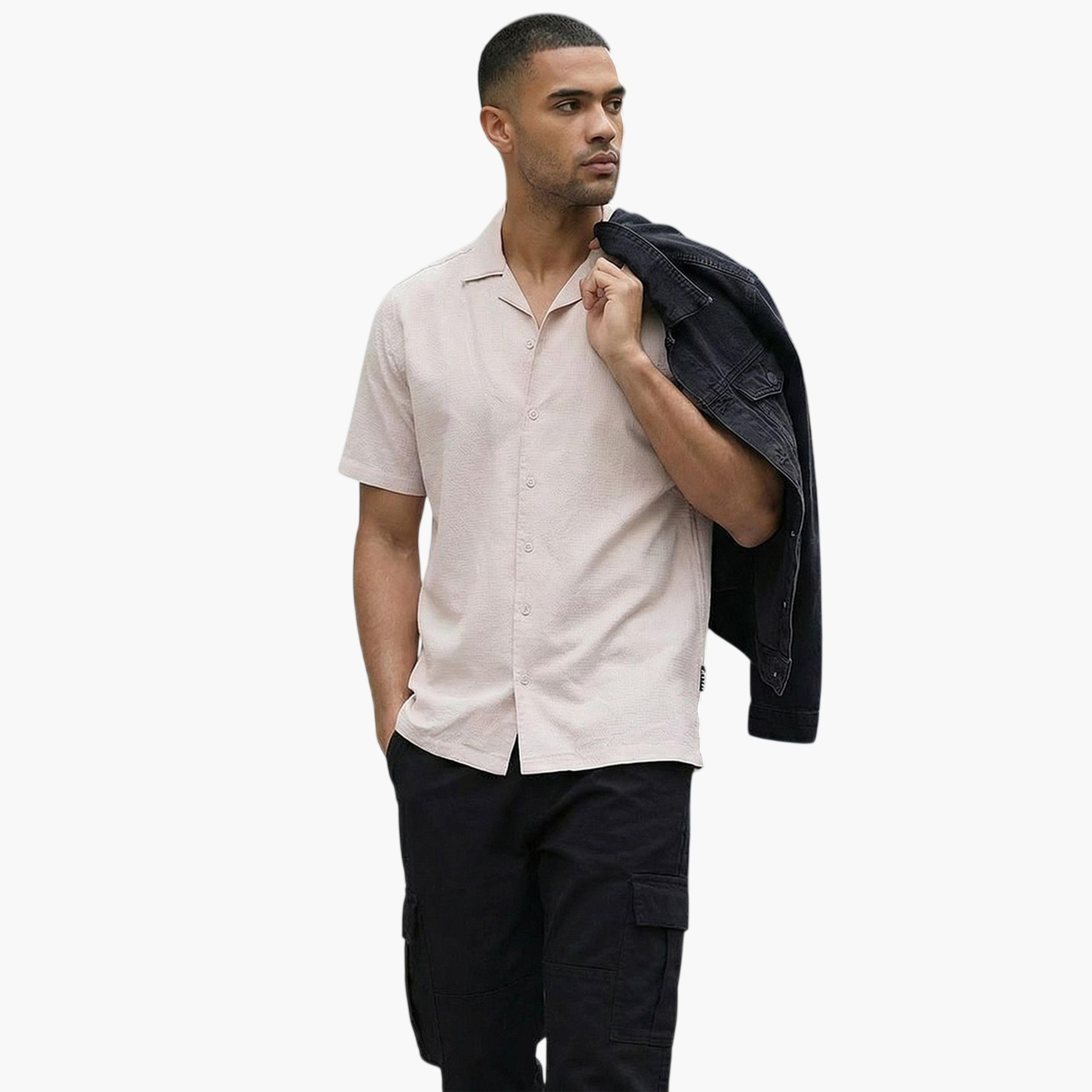 قميص كاجوال قطن غير شفاف بتصميم بارز الملمس للرجال-men-clothing-shirts-image-3