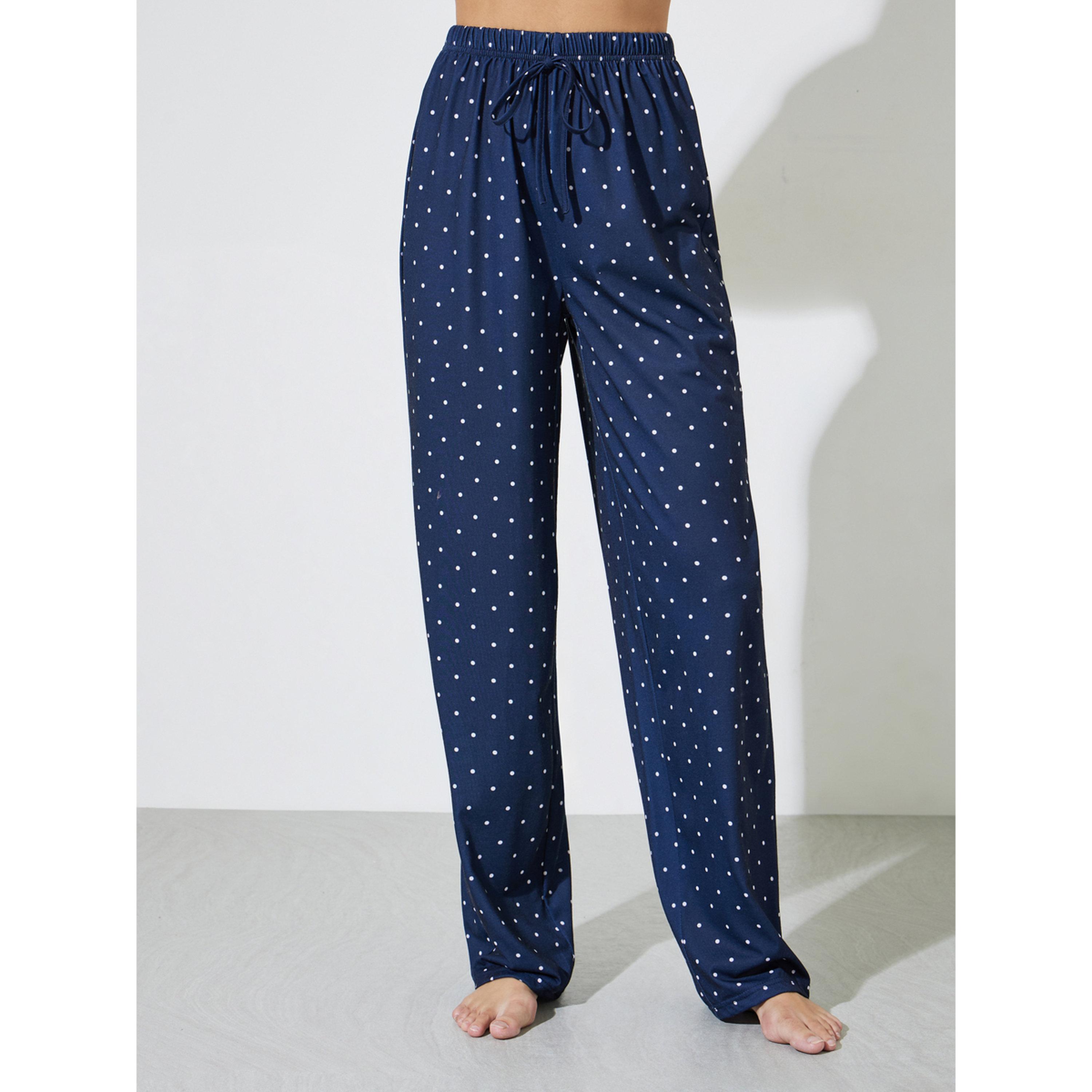 Styli Heart Ruffle Edge Drop Shoulder T-Shirt and Polka Dot Straight Pyjama Sey Set-women-clothing-nightwear-pyjamas-longsets-image-4